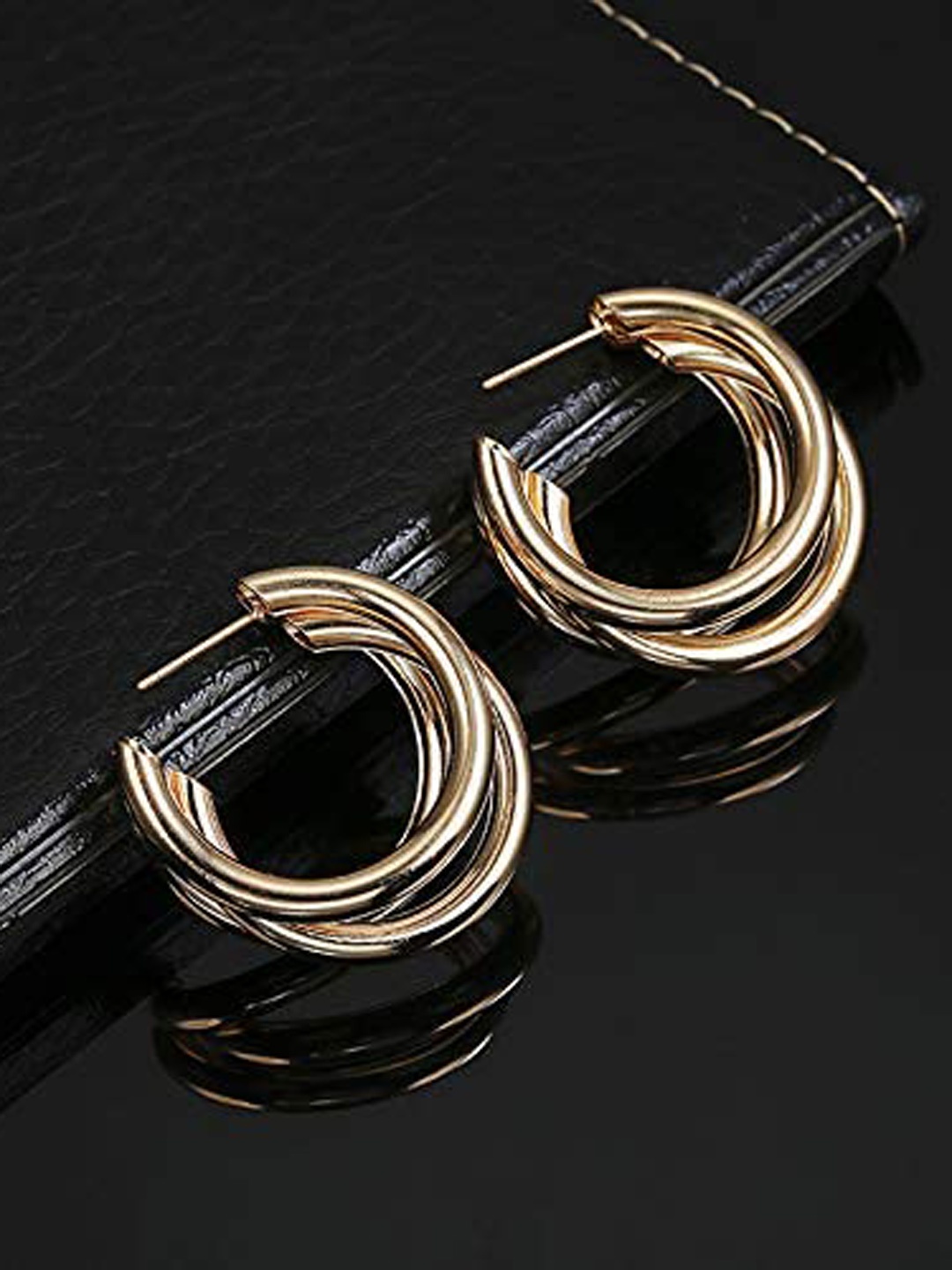 

KRYSTALZ Gold-Plated Circular Stud Earrings
