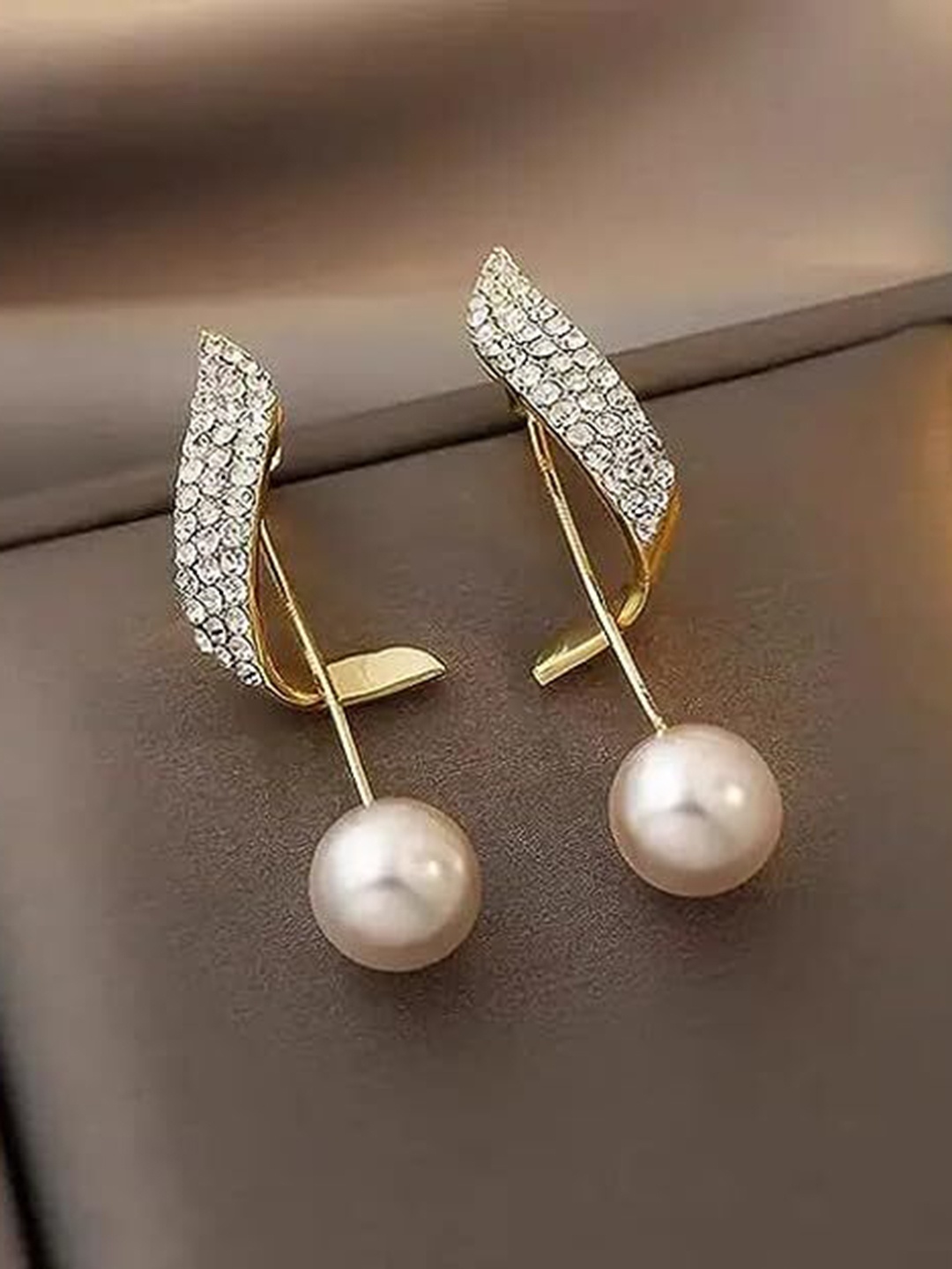 

KRYSTALZ Gold-Plated Contemporary Drop Earrings