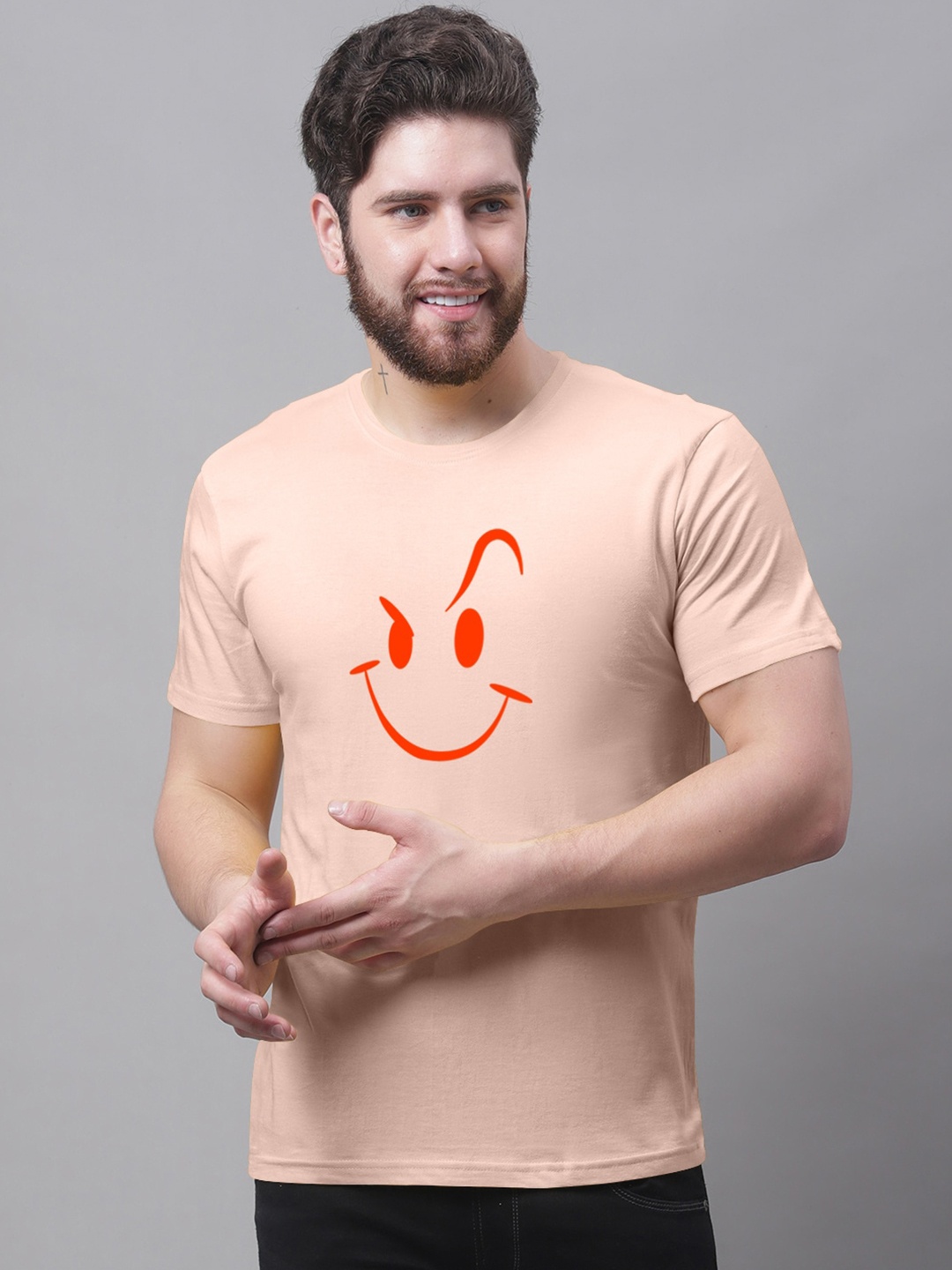 

Friskers Graphic Printed Round Neck Cotton T-shirt, Coral