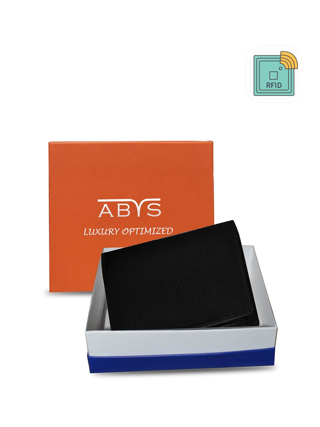 

ABYS Men RFID Leather Two Fold Wallet, Black