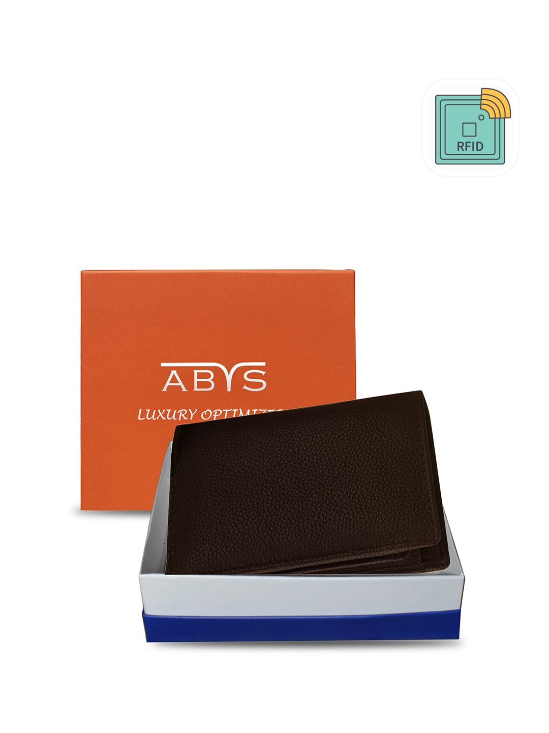 

ABYS Men Leather Two Fold Wallet, Coffee brown