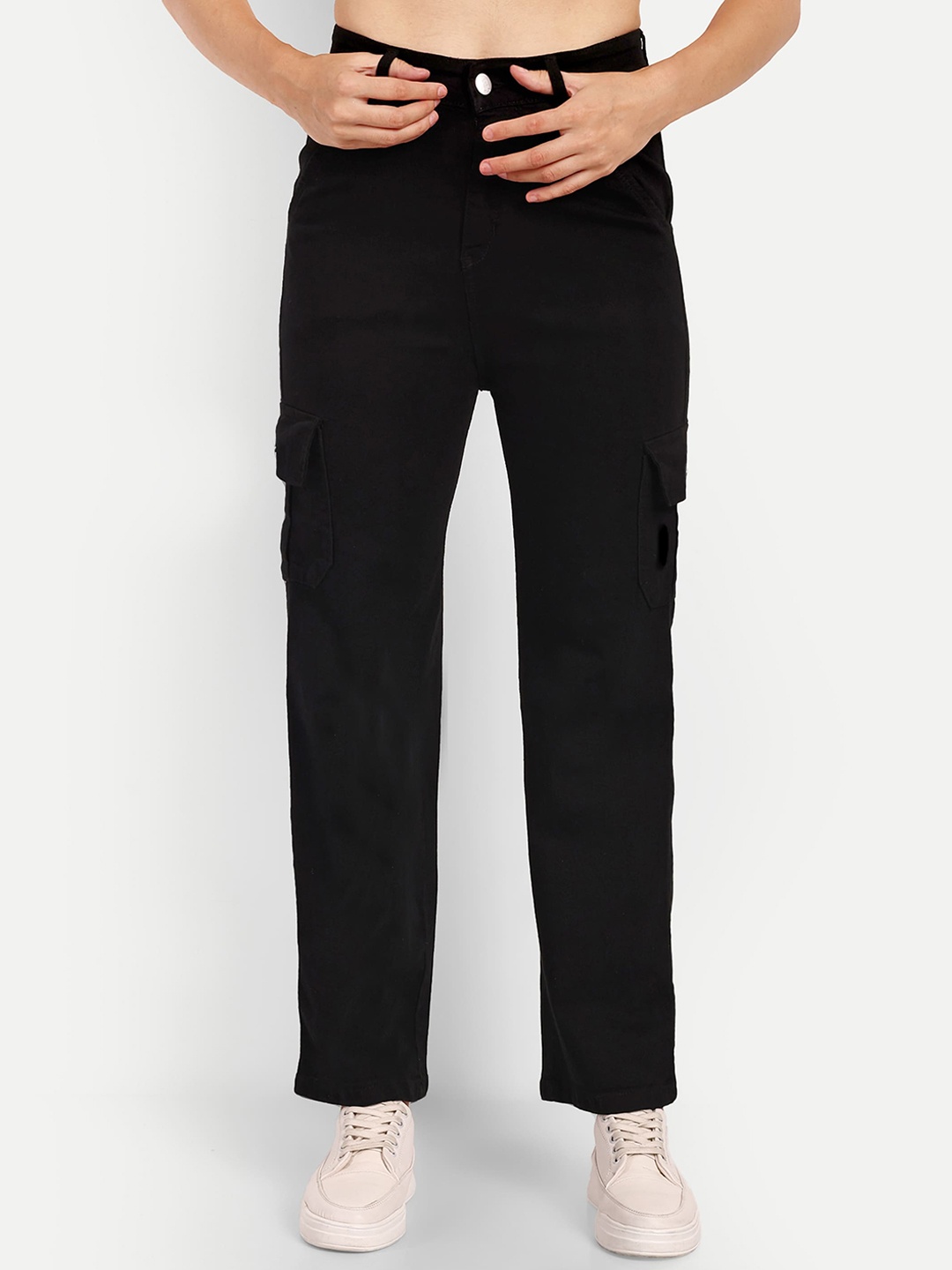 

BROADSTAR Women Smart Wide Leg High-Rise Stretchable Jeans, Black