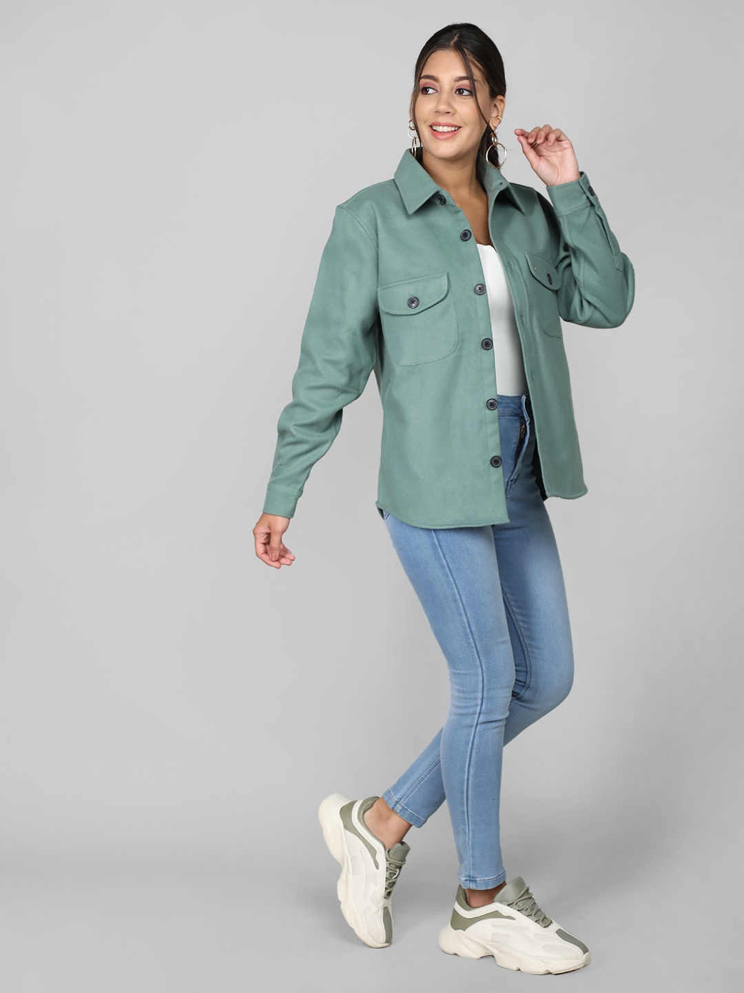

Dlanxa Spread Collar Pea Coat, Green