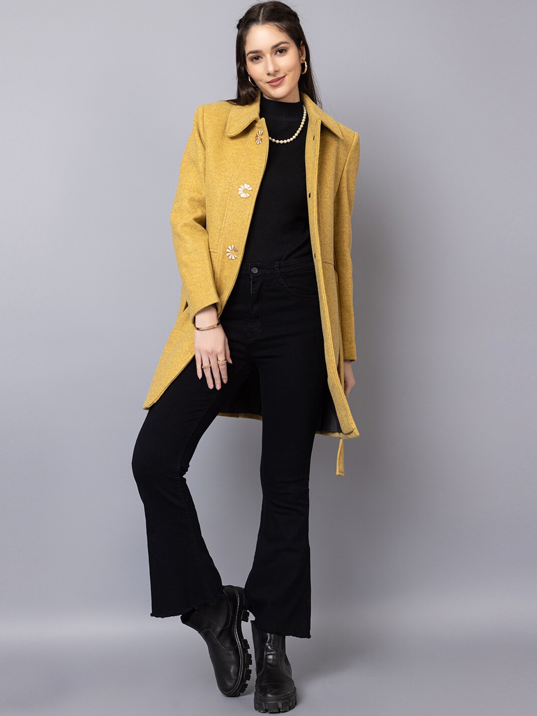 

Dlanxa Belted Single Breasted Wool Trench Coat, Yellow