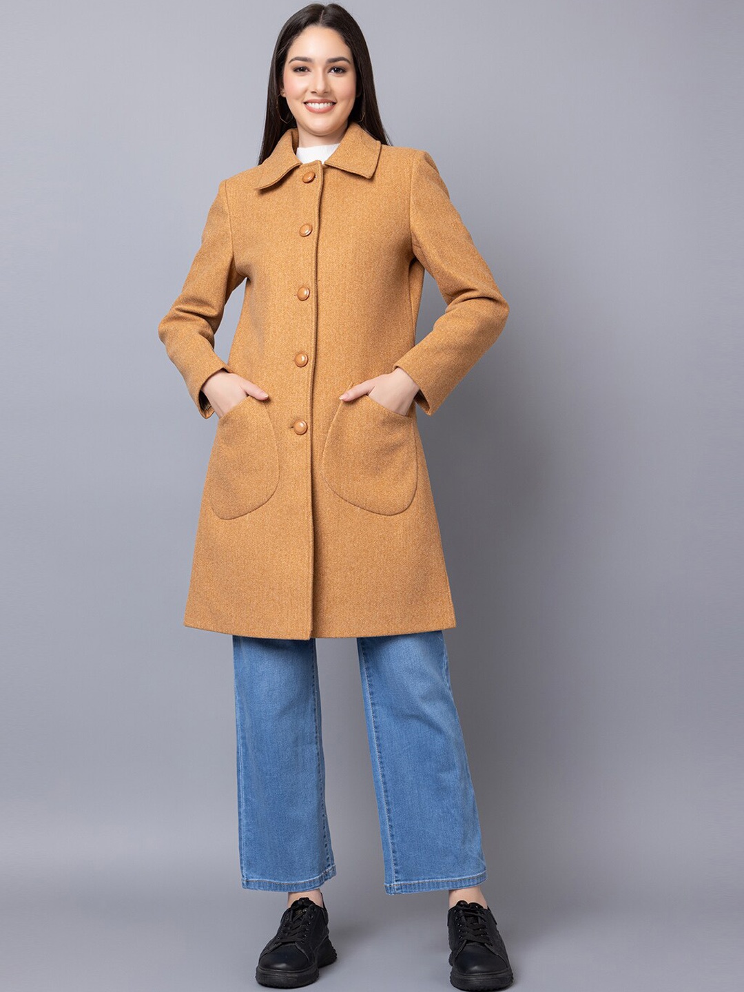 

Dlanxa Single-Breasted Wool Overcoat, Brown