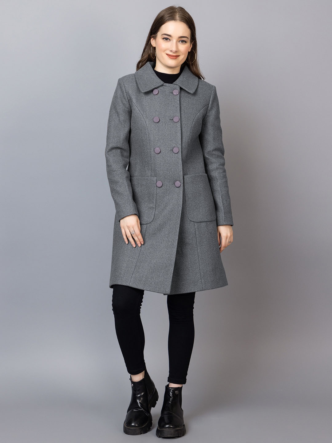 

Dlanxa Double-Breasted Wool Overcoat, Grey