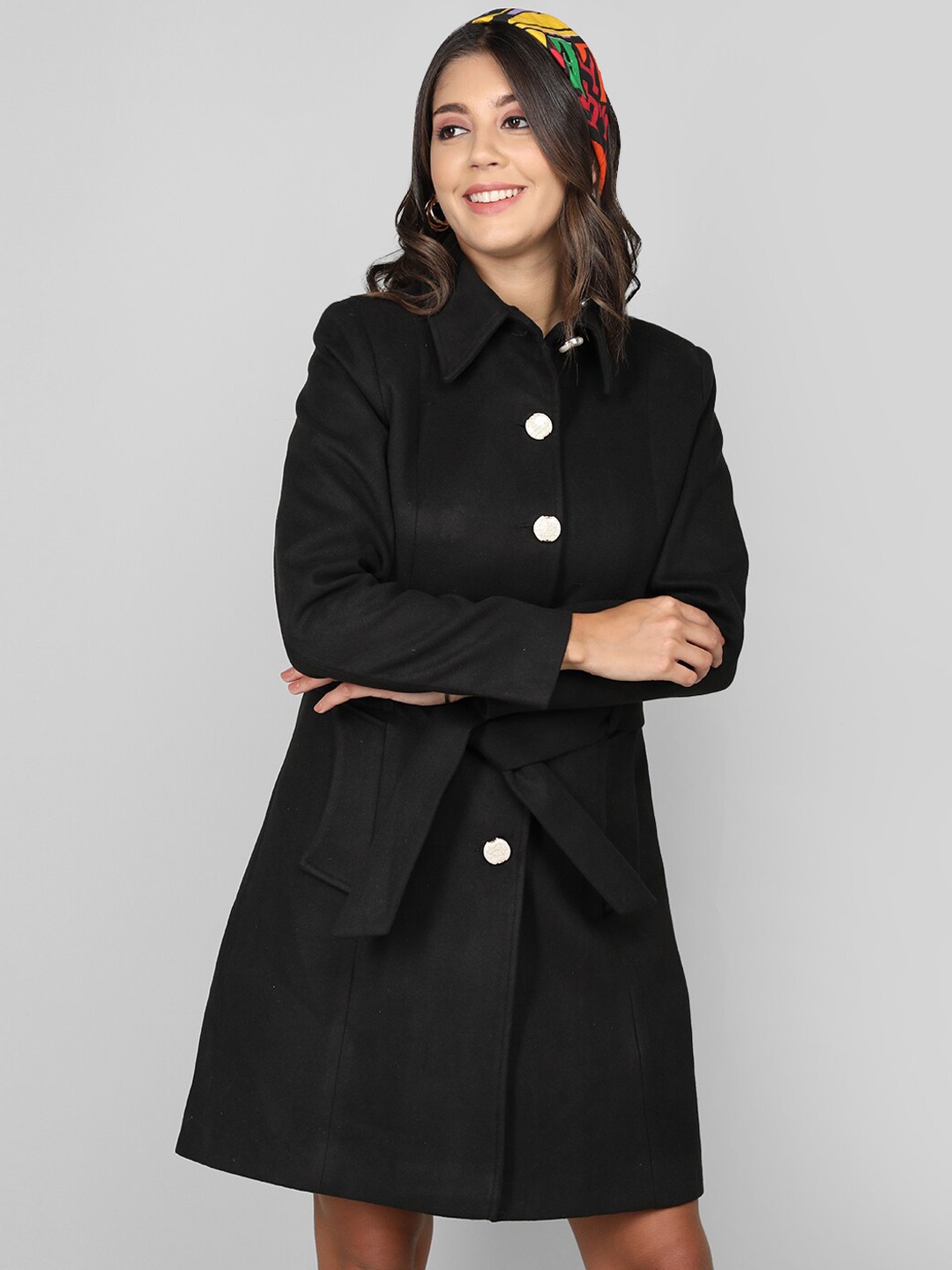 

Dlanxa Single-Breasted Wool Overcoat, Black