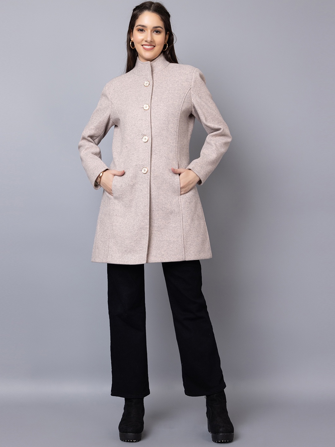 

Dlanxa Single-Breasted Wool Overcoat, Pink