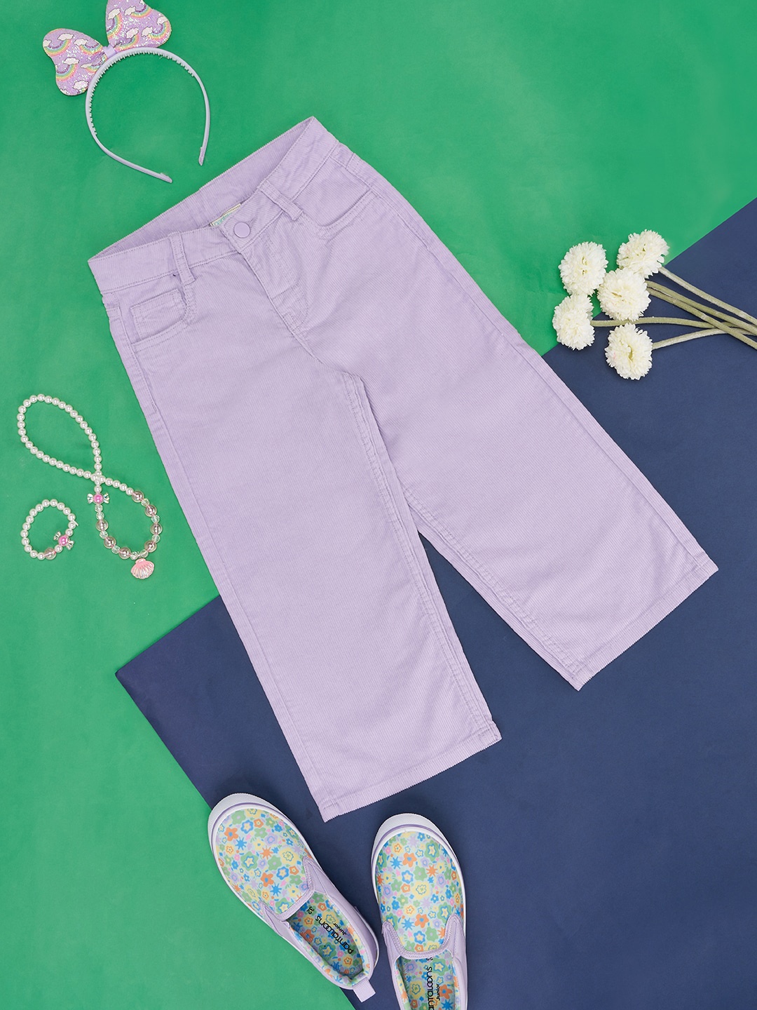 

Pantaloons Junior Girls Cotton Corduroy Trousers, Lavender