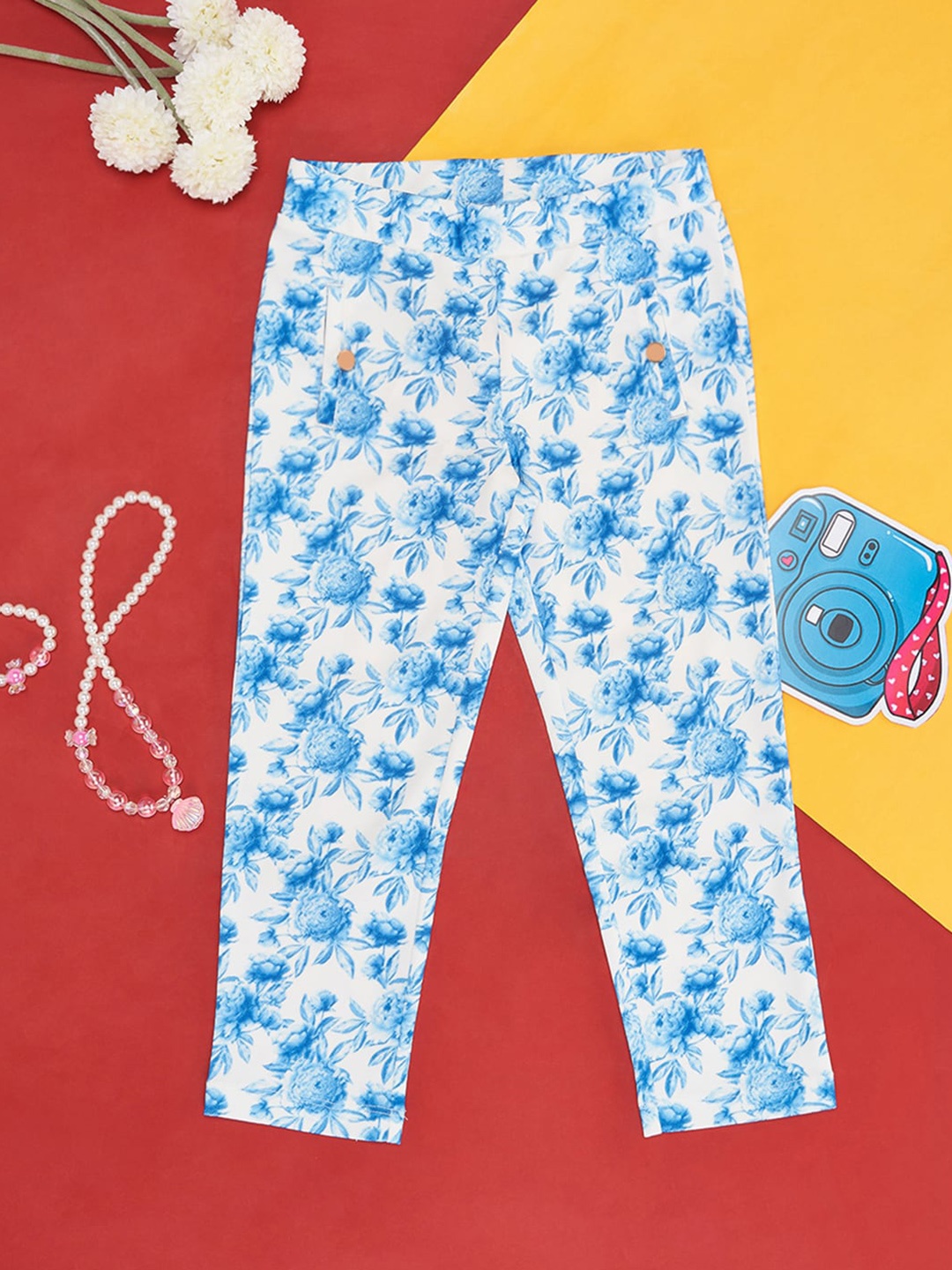 

Pantaloons Junior Girls Floral Printed Trousers, Blue