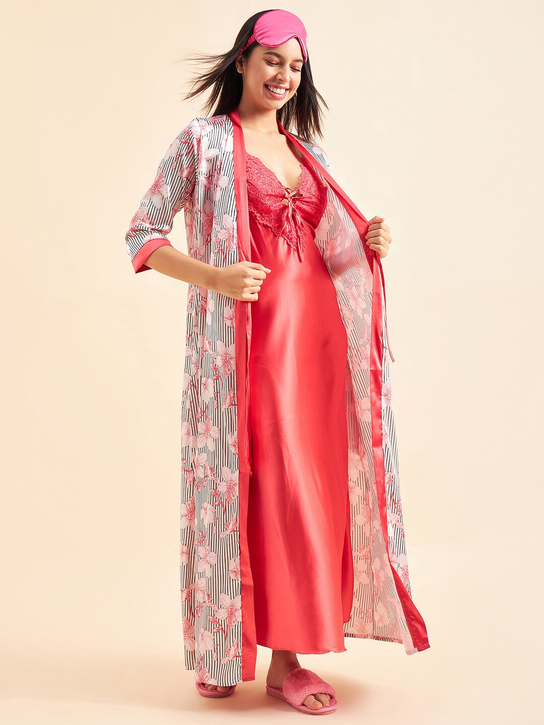 

Sweet Dreams Sleeveless Satin Maxi Nightdress, Red