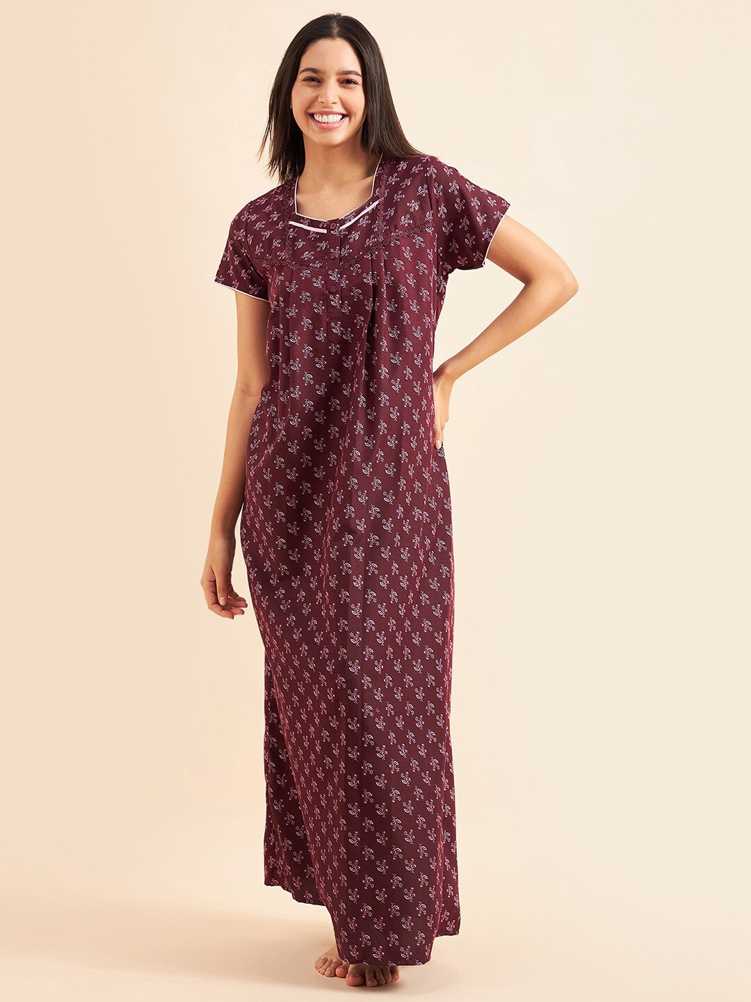 

Sweet Dreams Floral Printed Maxi Nightdress, Burgundy