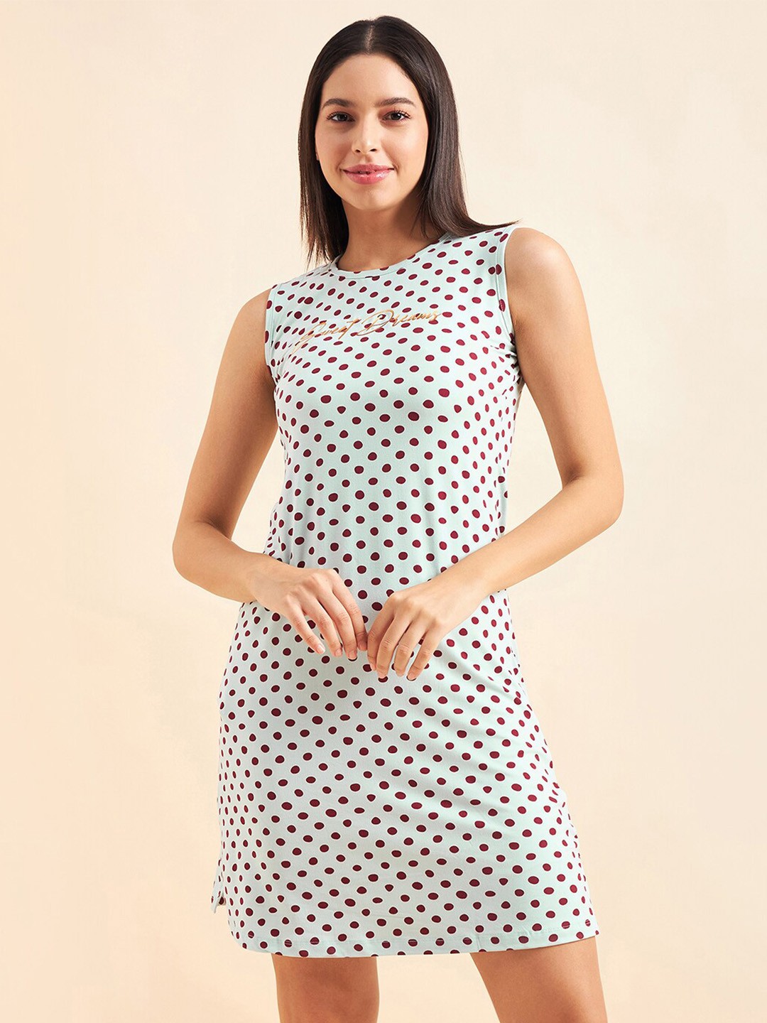 

Sweet Dreams Printed Cotton T-Shirt Nightdress, Blue