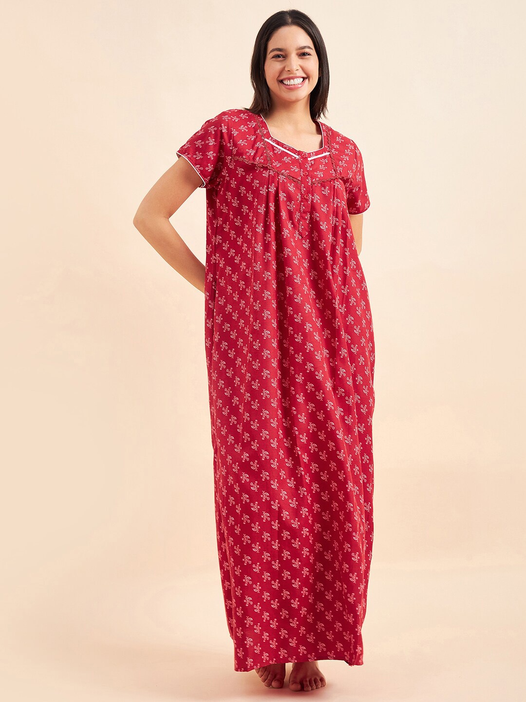 

Sweet Dreams Floral Printed Maxi Nightdress, Red