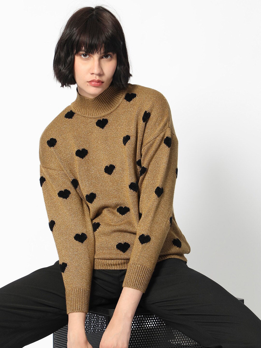 

RAREISM Heart All Over Sweater, Gold
