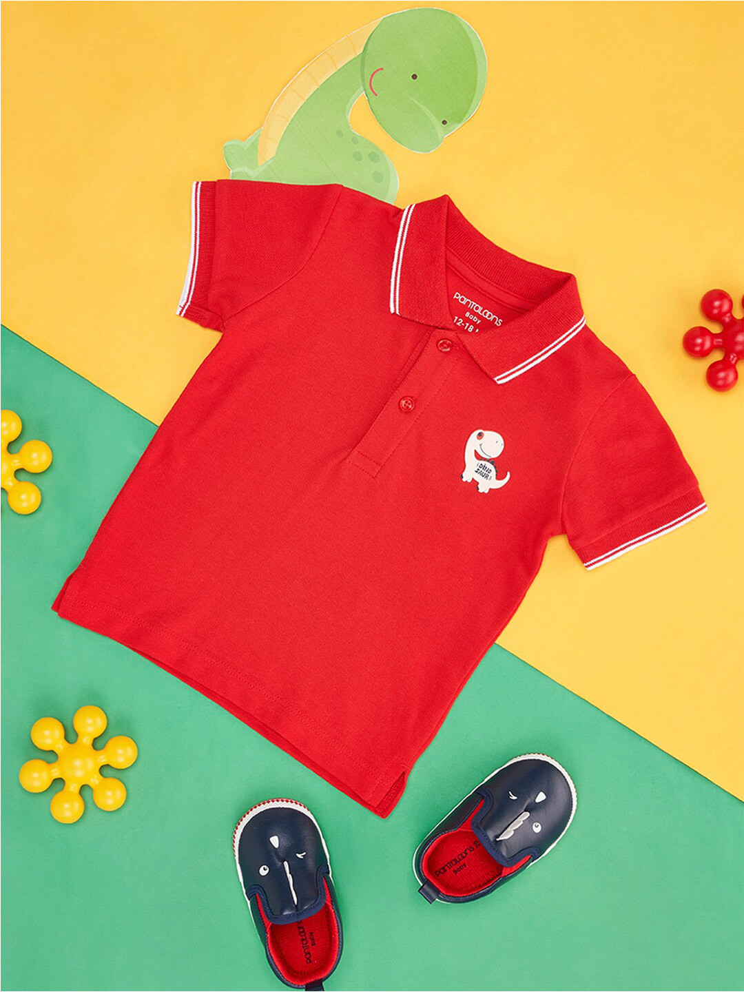 

Pantaloons Baby Boys Polo Collar Cotton T-shirt, Red