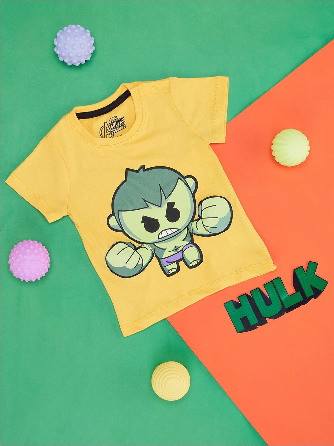 

Pantaloons Baby Boys Hulk Printed Cotton T-shirt, Yellow
