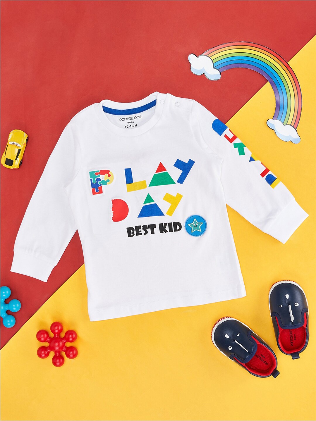 

Pantaloons Baby Boys Typography Printed Cotton T-shirt, White