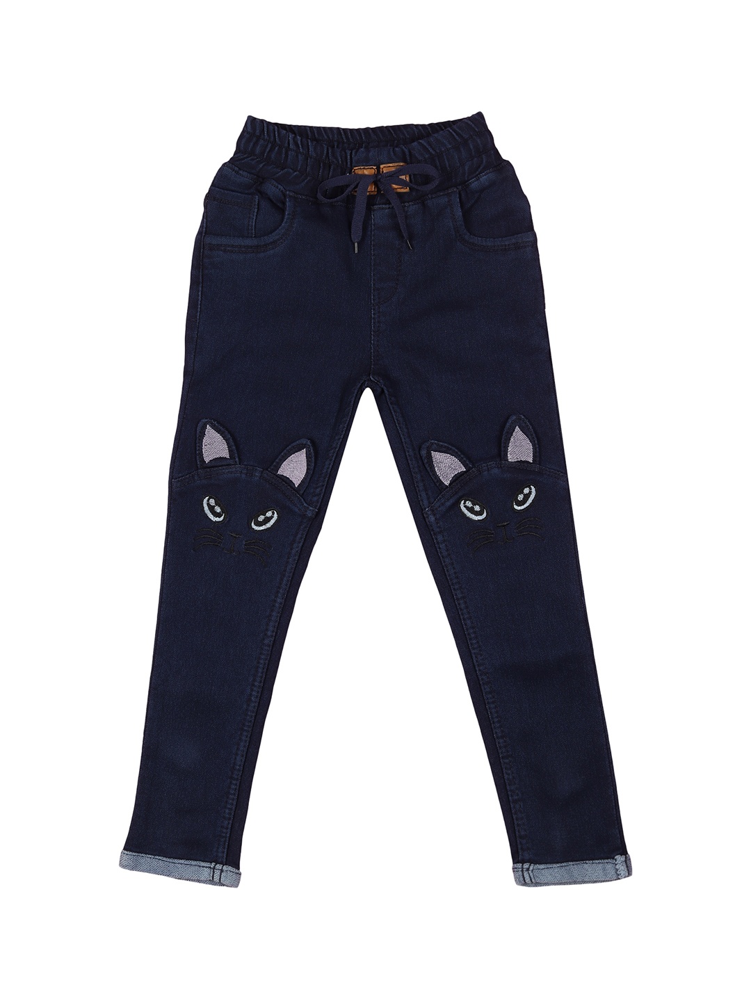 

A-Okay Kids Jogger Fit Clean Look Embroidered Jeans, Blue