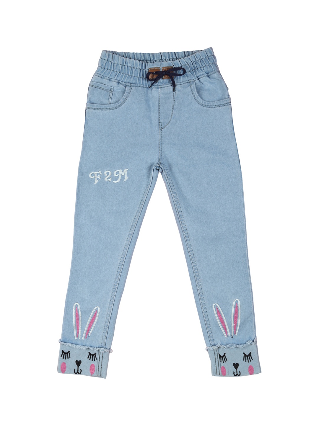 

A-Okay Kids Jogger Fit Clean Look Embroidered Jeans, Blue