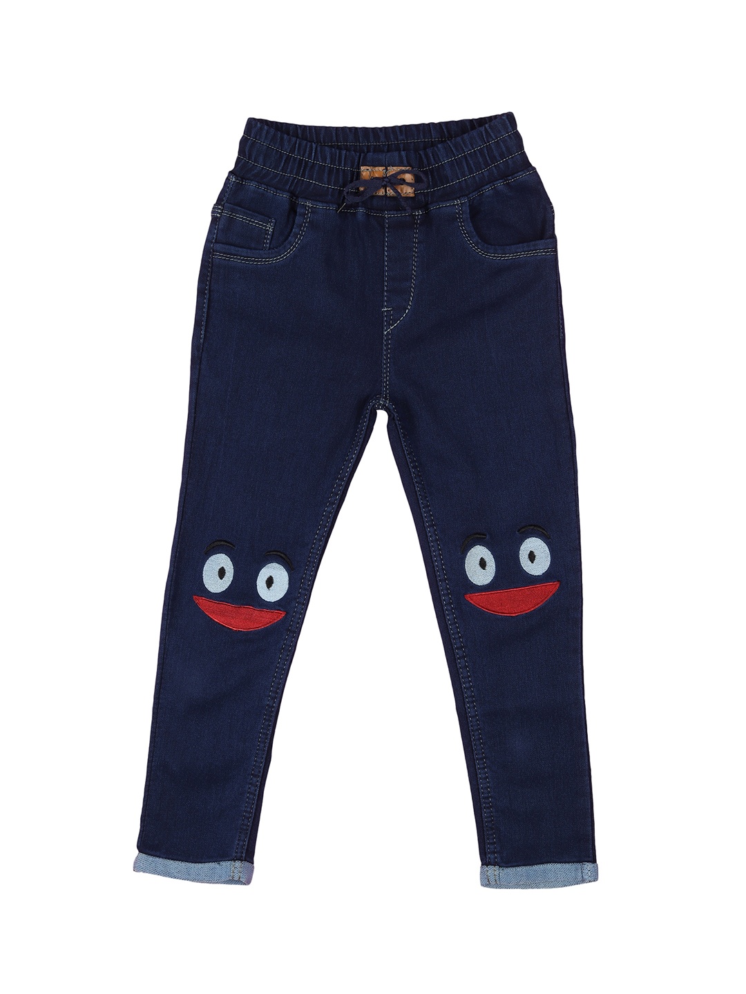 

A-Okay Kids Jogger Fit Clean Look Embroidered Jeans, Blue