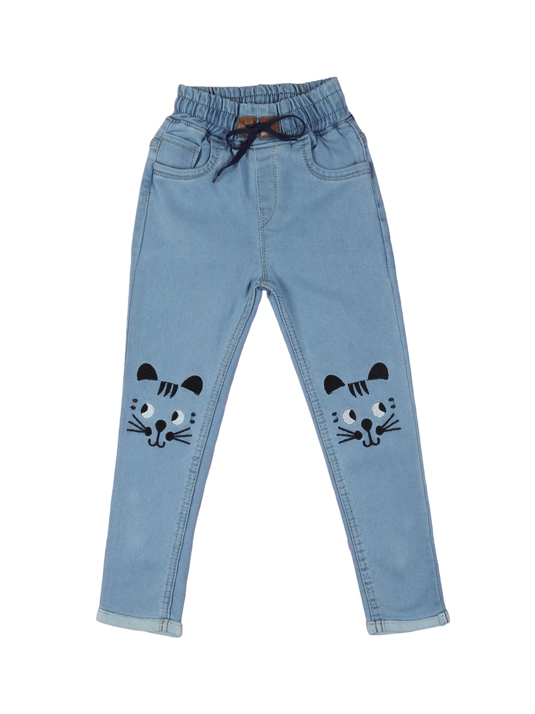 

A-Okay Kids Embroidered Organic Cotton Jeans, Blue