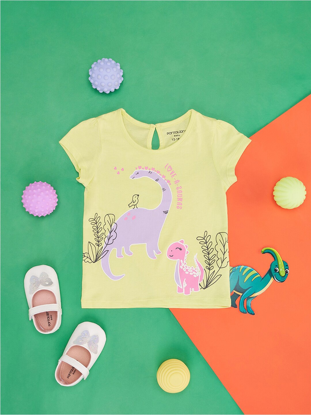 

Pantaloons Baby Girls Graphic Printed Cotton T-shirt, Yellow