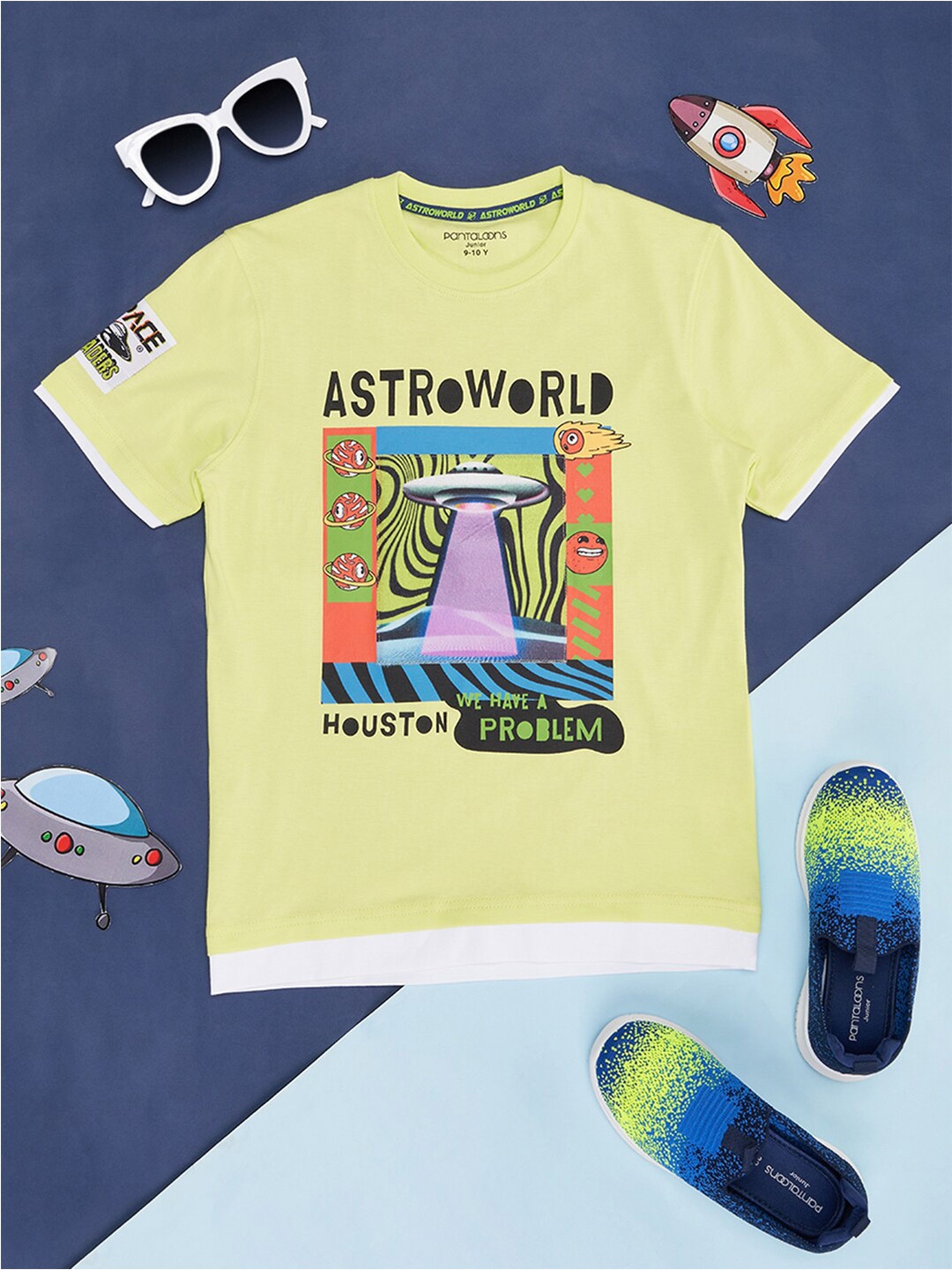 

Pantaloons Junior Boys Graphic Printed Cotton T-shirt, Yellow