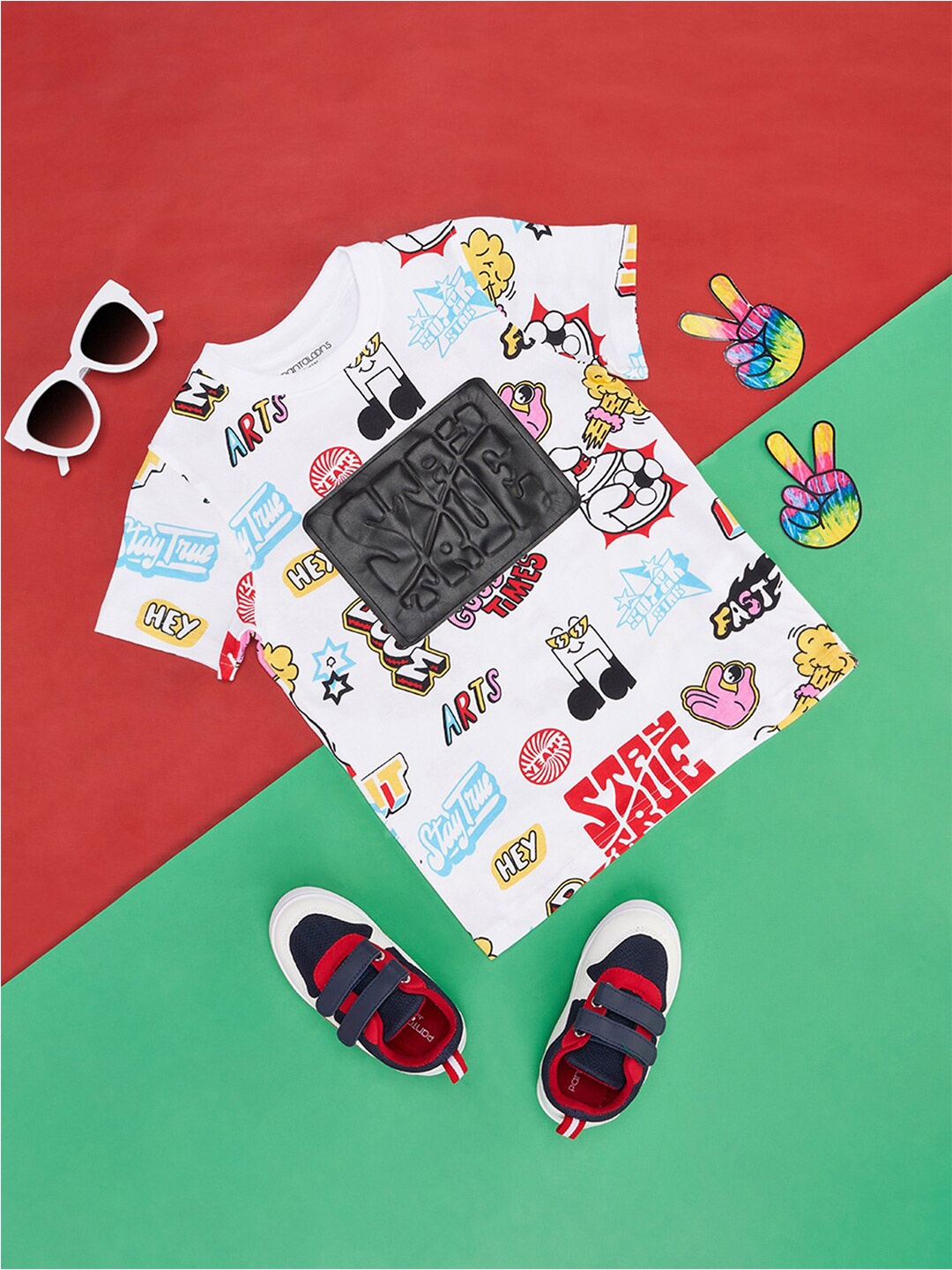 

Pantaloons Junior Boys Printed Cotton T-shirt, White
