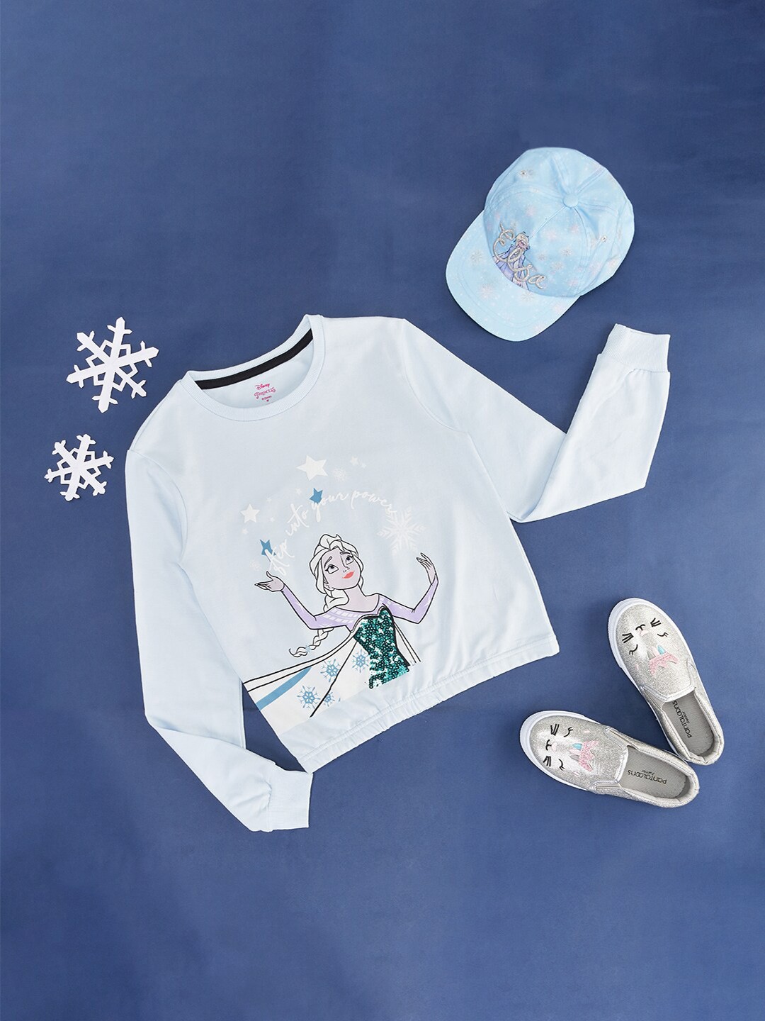 

Pantaloons Junior Girls Elsa Printed Cotton T-shirt, Blue