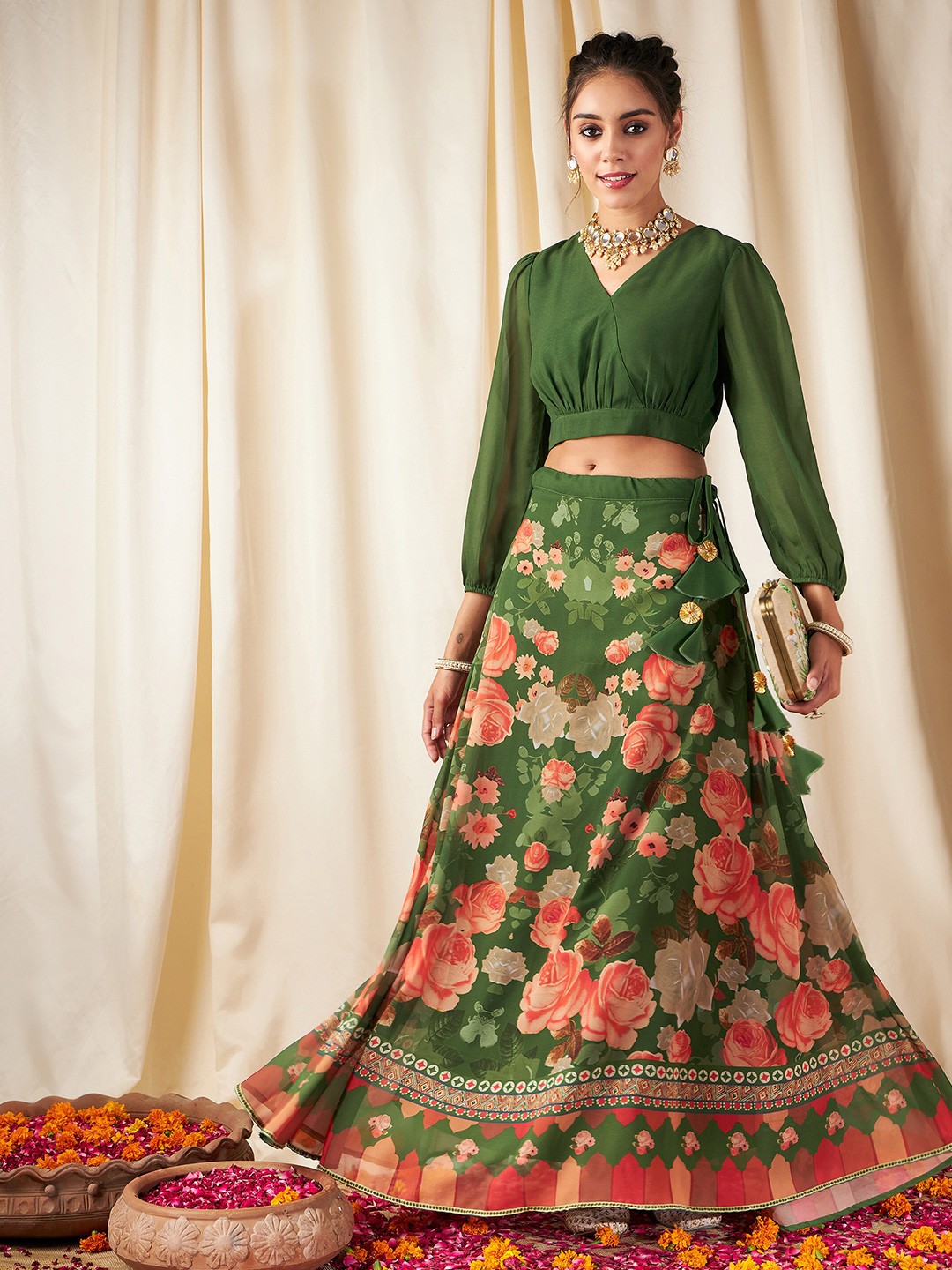 

Shae by SASSAFRAS Ready to Wear Lehenga & Choli, Green