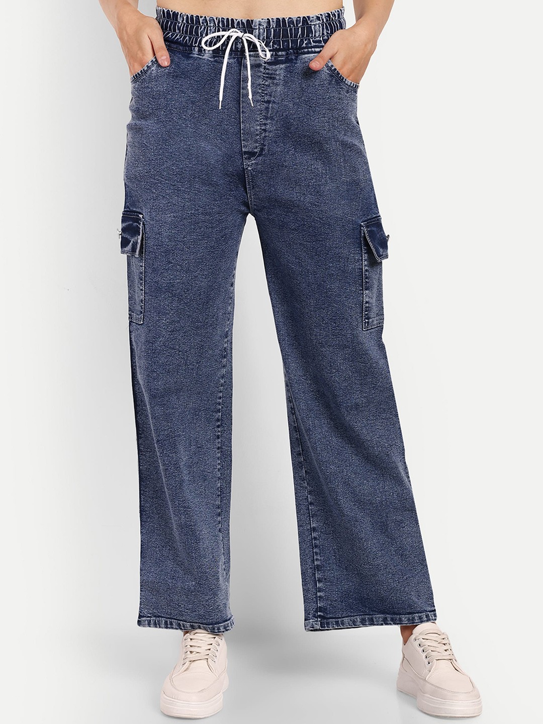 

Next One Women Smart Wide Leg High-Rise Clean Look Stretchable Jeans, Blue