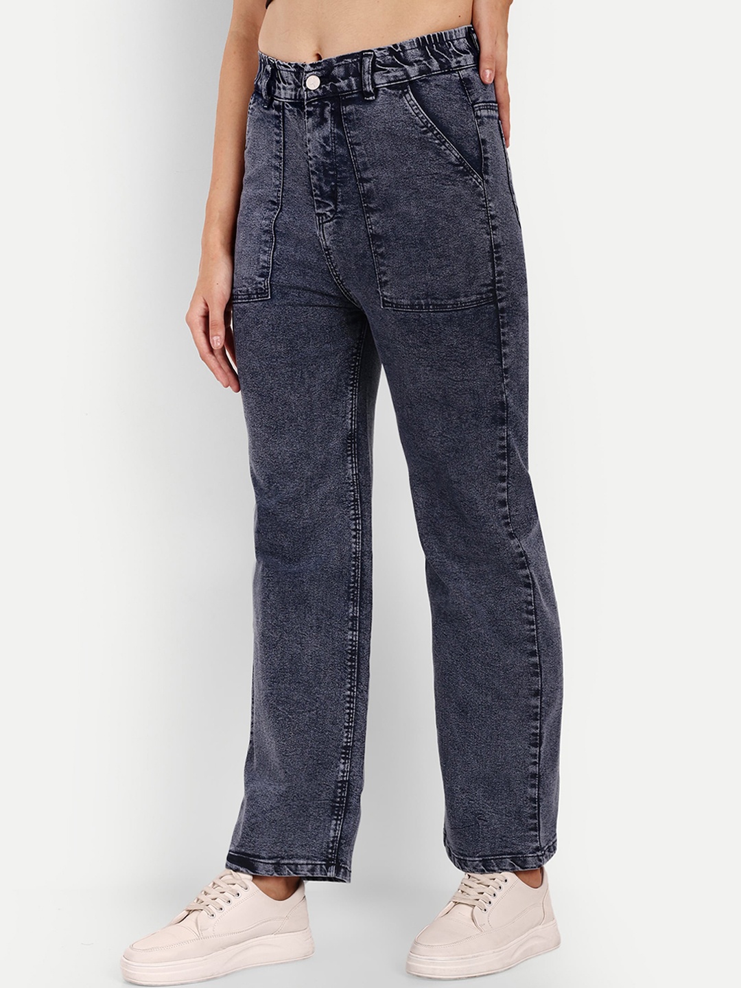 

Next One Women Smart Wide Leg Clean Look Stretchable Jeans, Navy blue