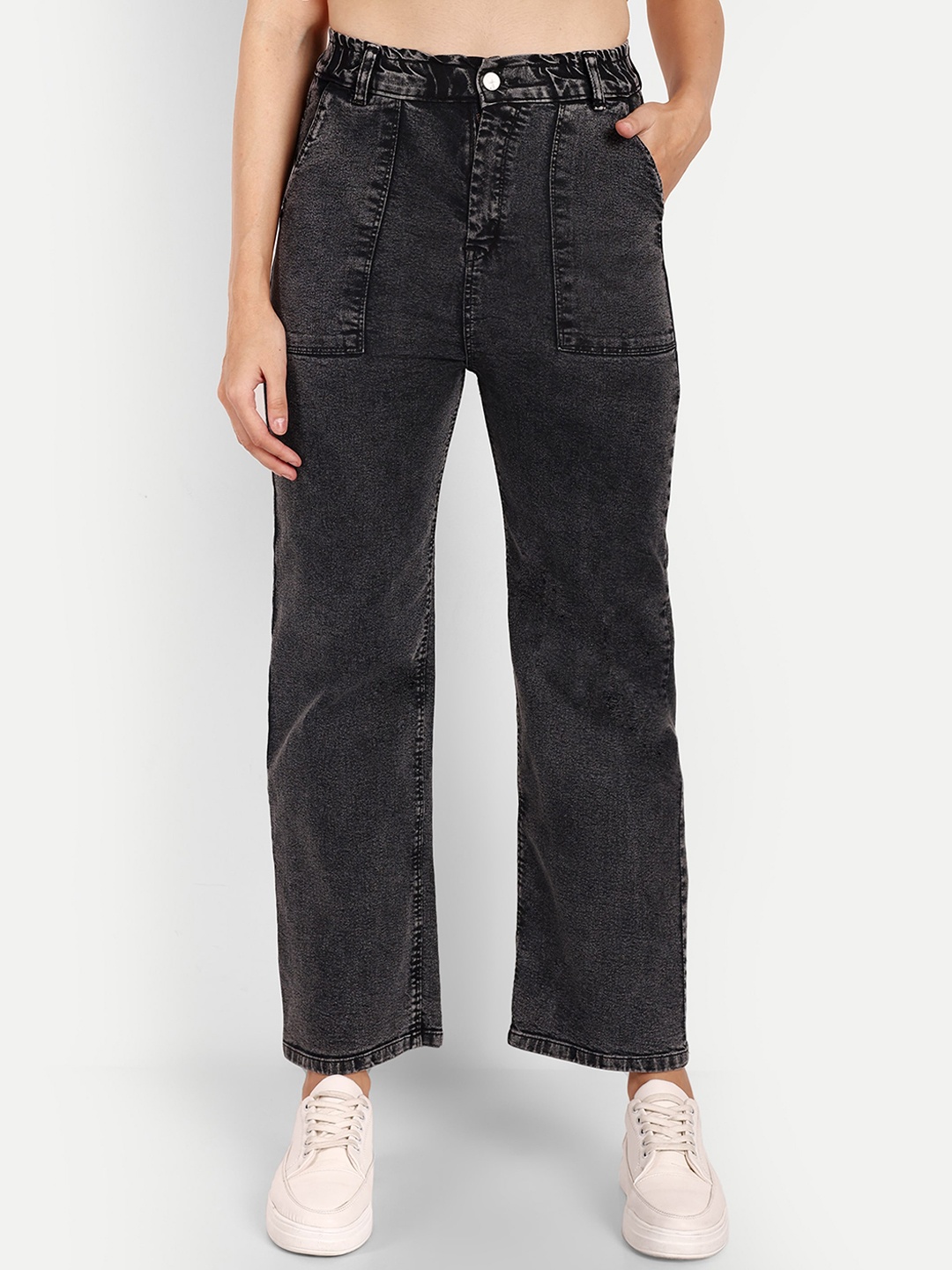 

Next One Women Smart Wide Leg High-Rise Stretchable Jeans, Black