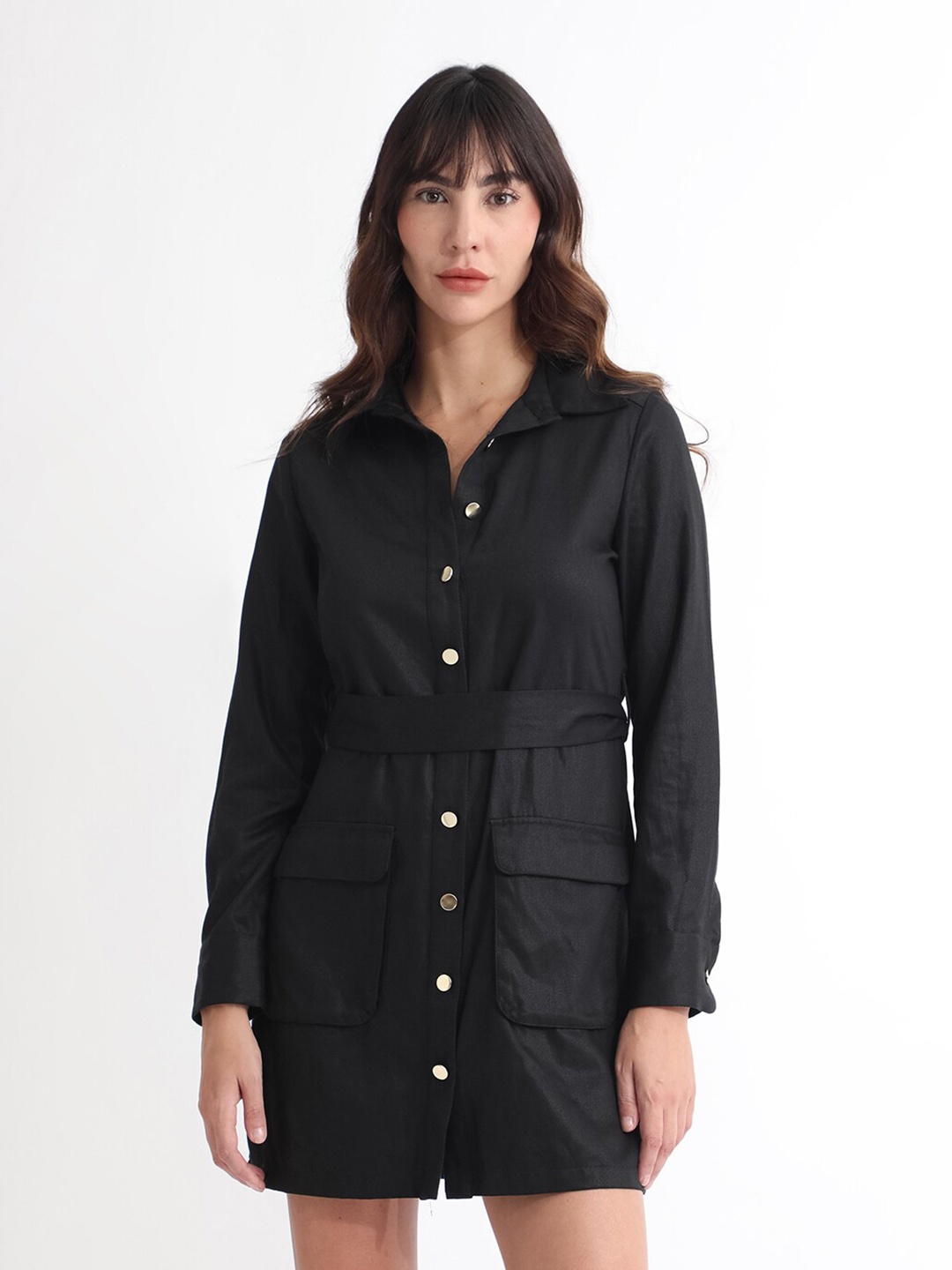 

RAREISM Formal Shirt Dress, Black