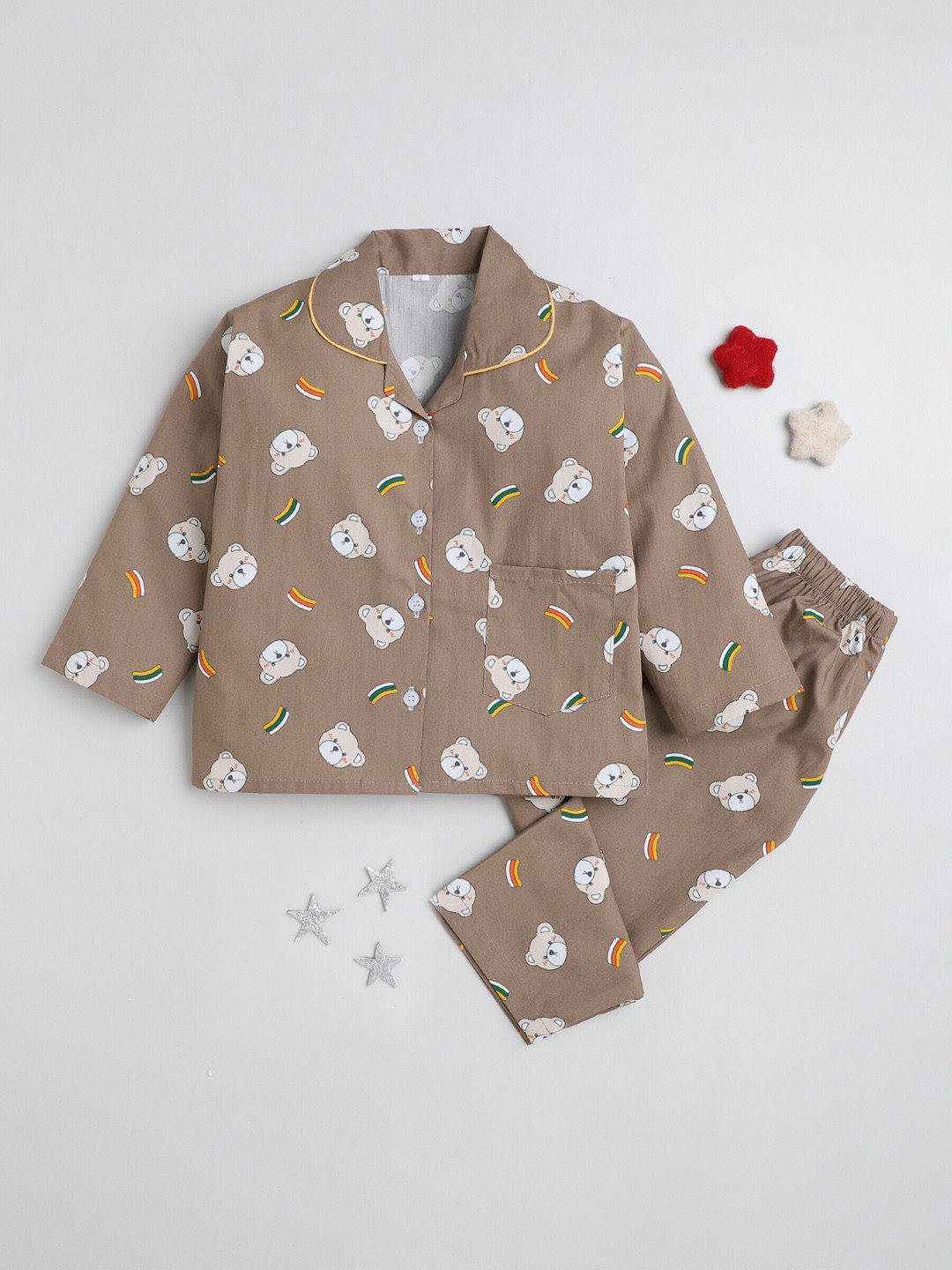 

The Magic Wand Kids Pure Cotton Night Suit, Brown