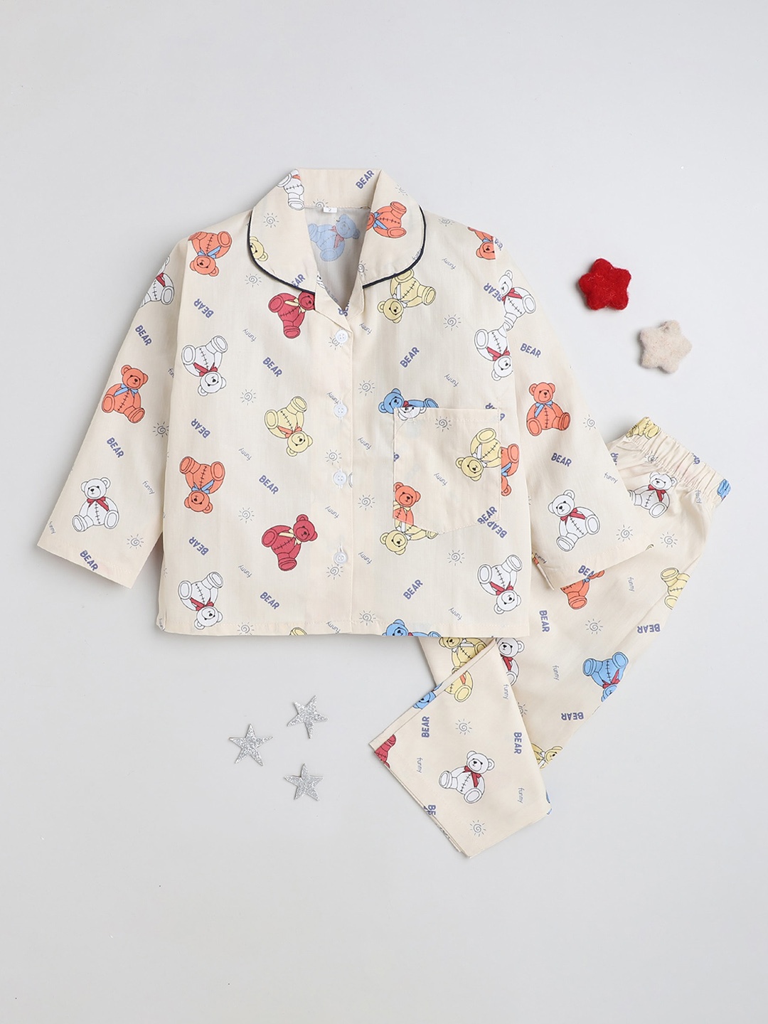 

The Magic Wand Kids Pure Cotton Night Suit, Beige