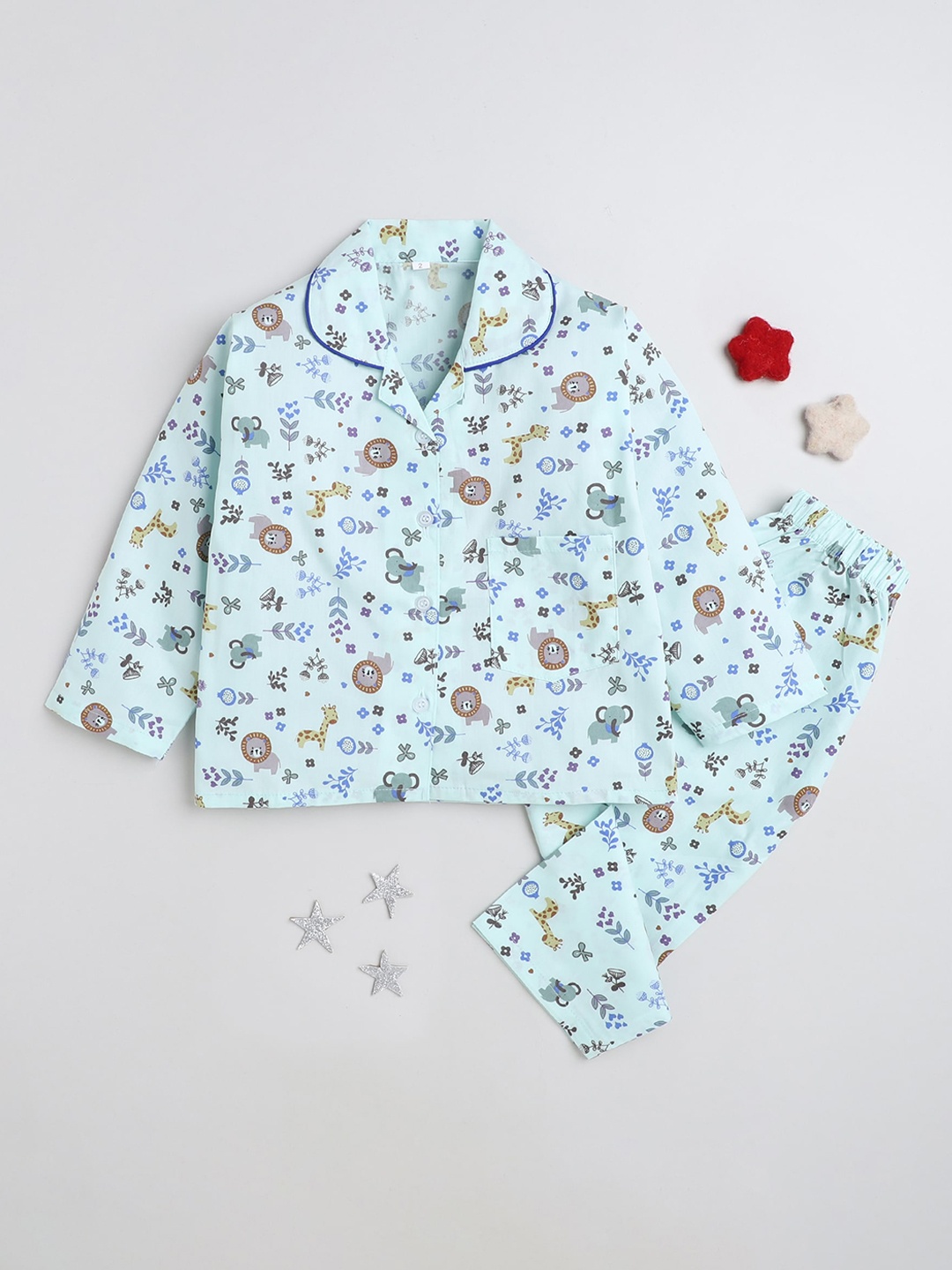 

The Magic Wand Unisex Kids Printed Shirt With Pyjamas, Blue
