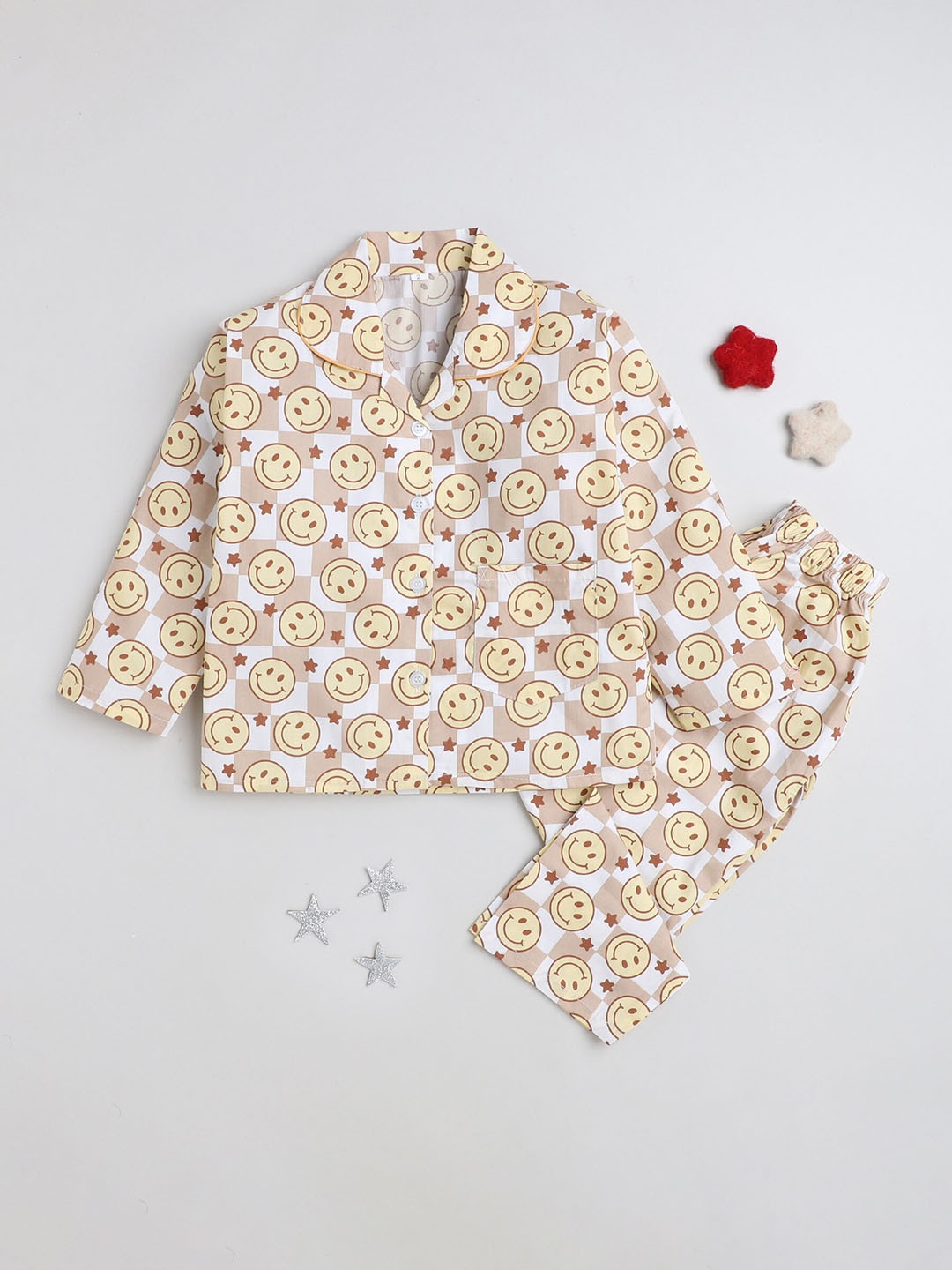 

The Magic Wand Kids Printed Shirt With Pyjamas, Brown