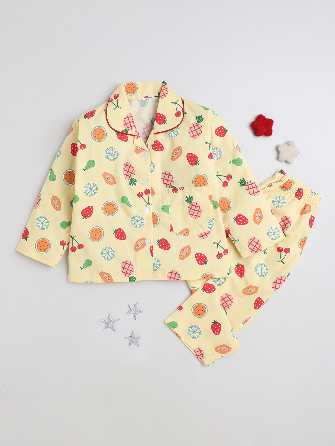 

The Magic Wand Kids Printed Shirt With Pyjamas, Yellow