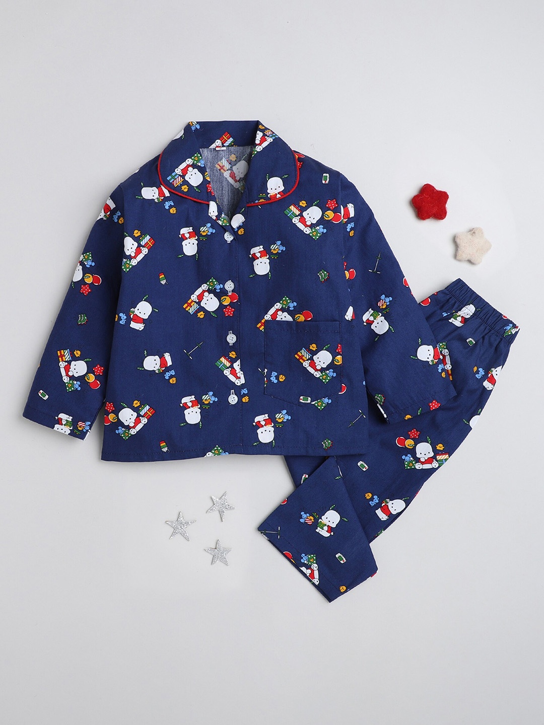 

The Magic Wand Kids Printed Shirt With Pyjamas, Blue