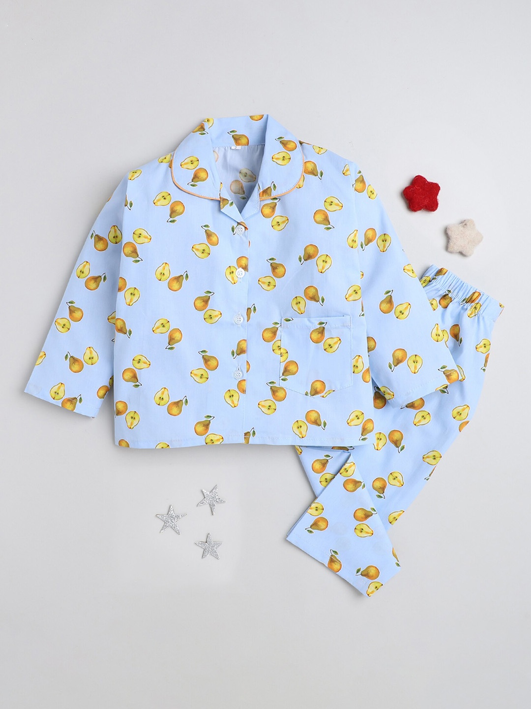 

The Magic Wand Kids Printed Shirt With Pyjamas, Blue