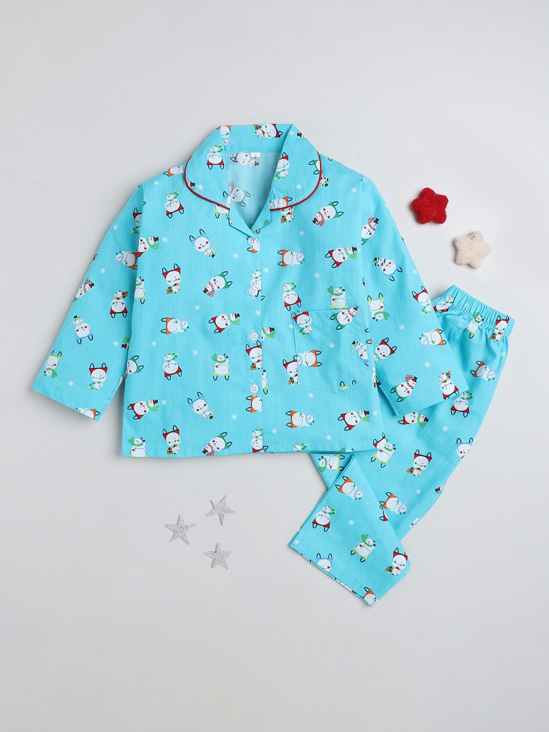 

The Magic Wand Kids Printed Shirt With Pyjamas, Blue