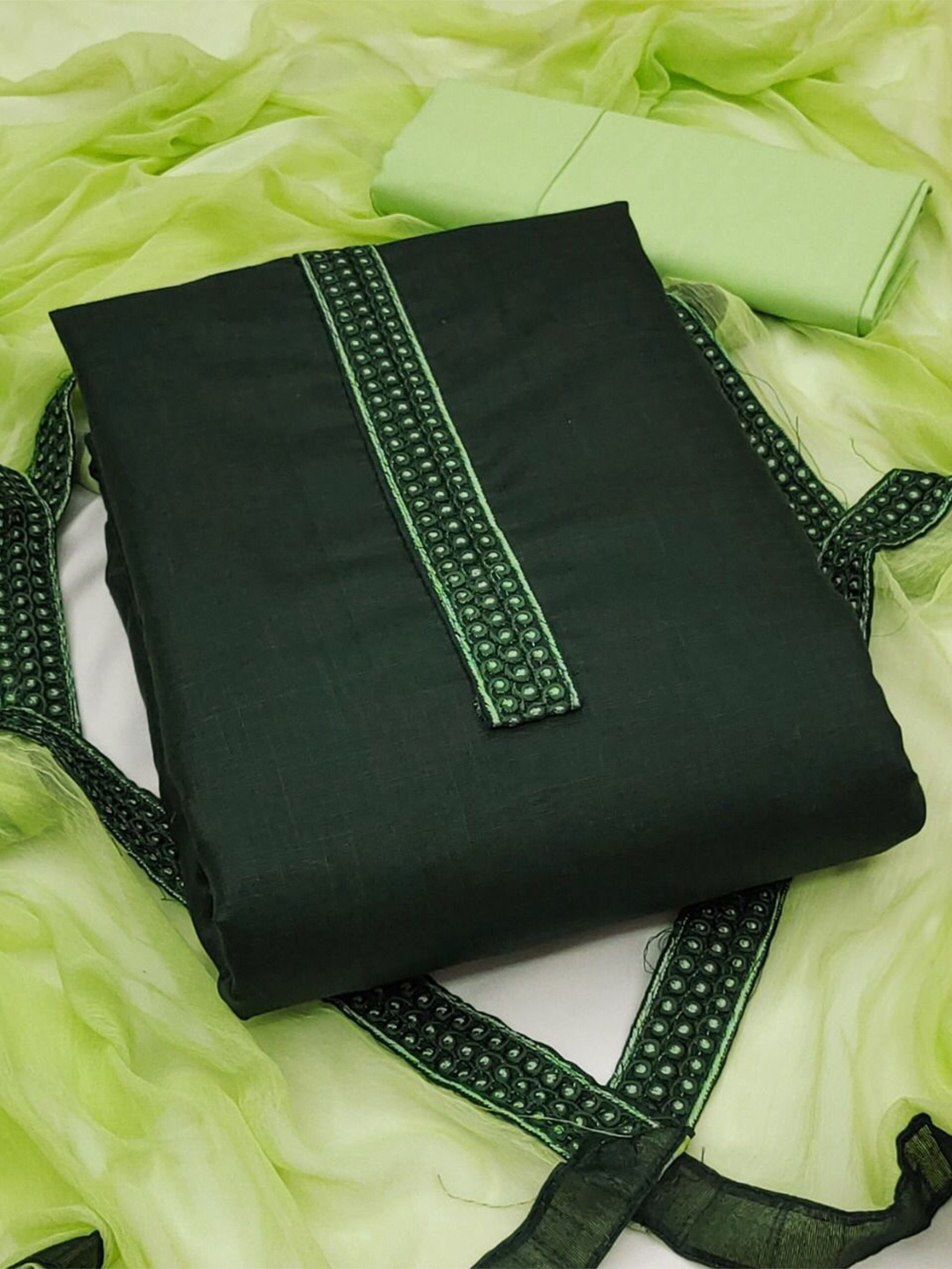 

ZEEPKART Unstitched Dress Material, Green