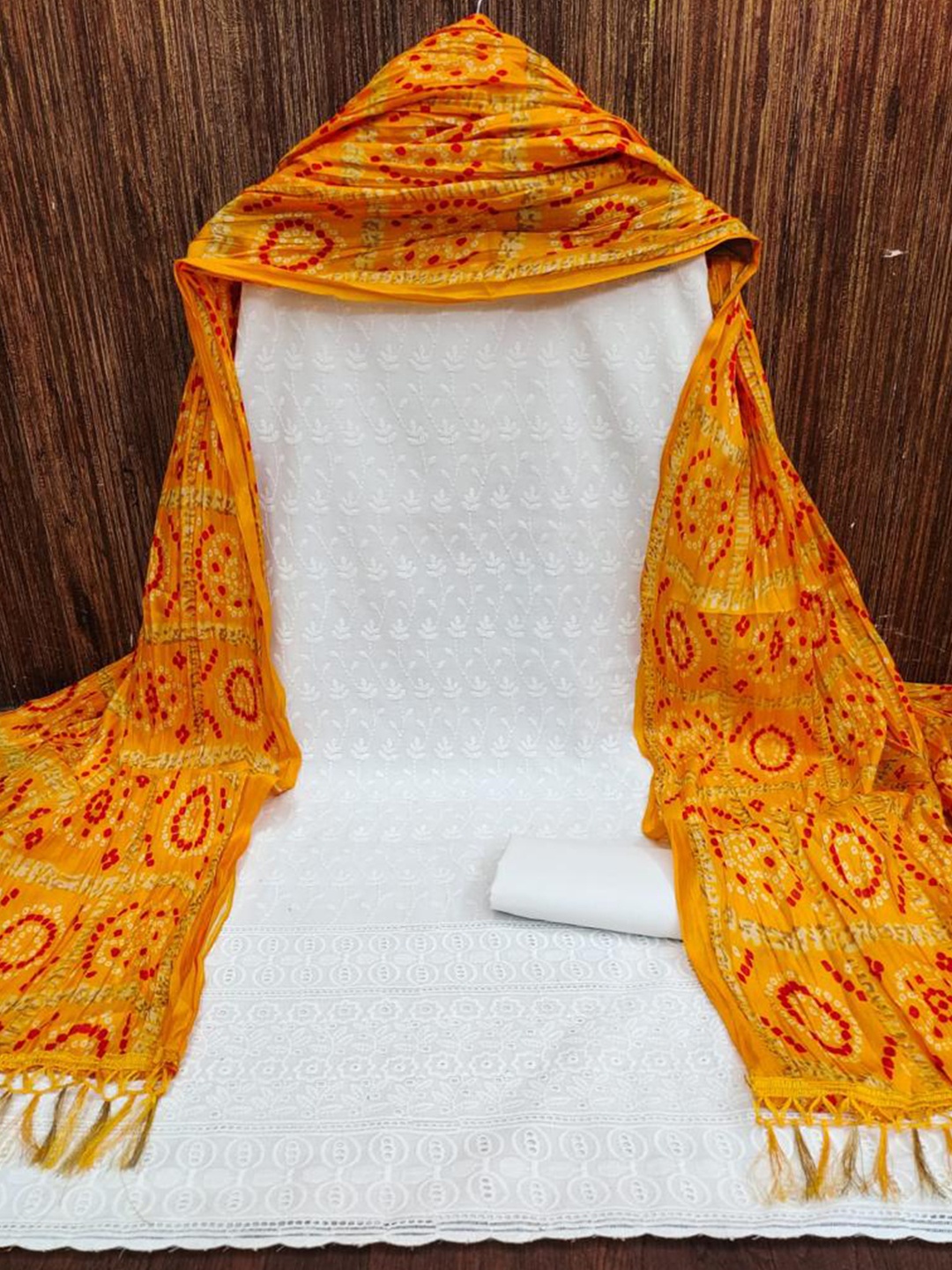 

ZEEPKART Floral Embroidered Unstitched Dress Material, Yellow