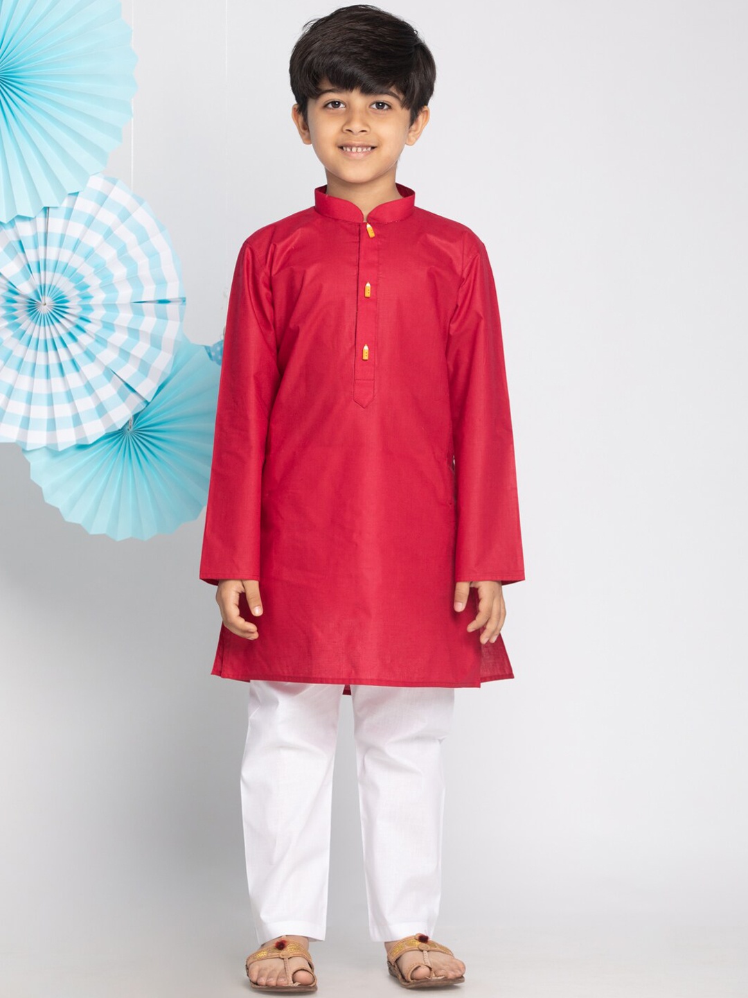 

JBN Creation Boys Mandarin Collar Cotton Straight Kurta, Maroon