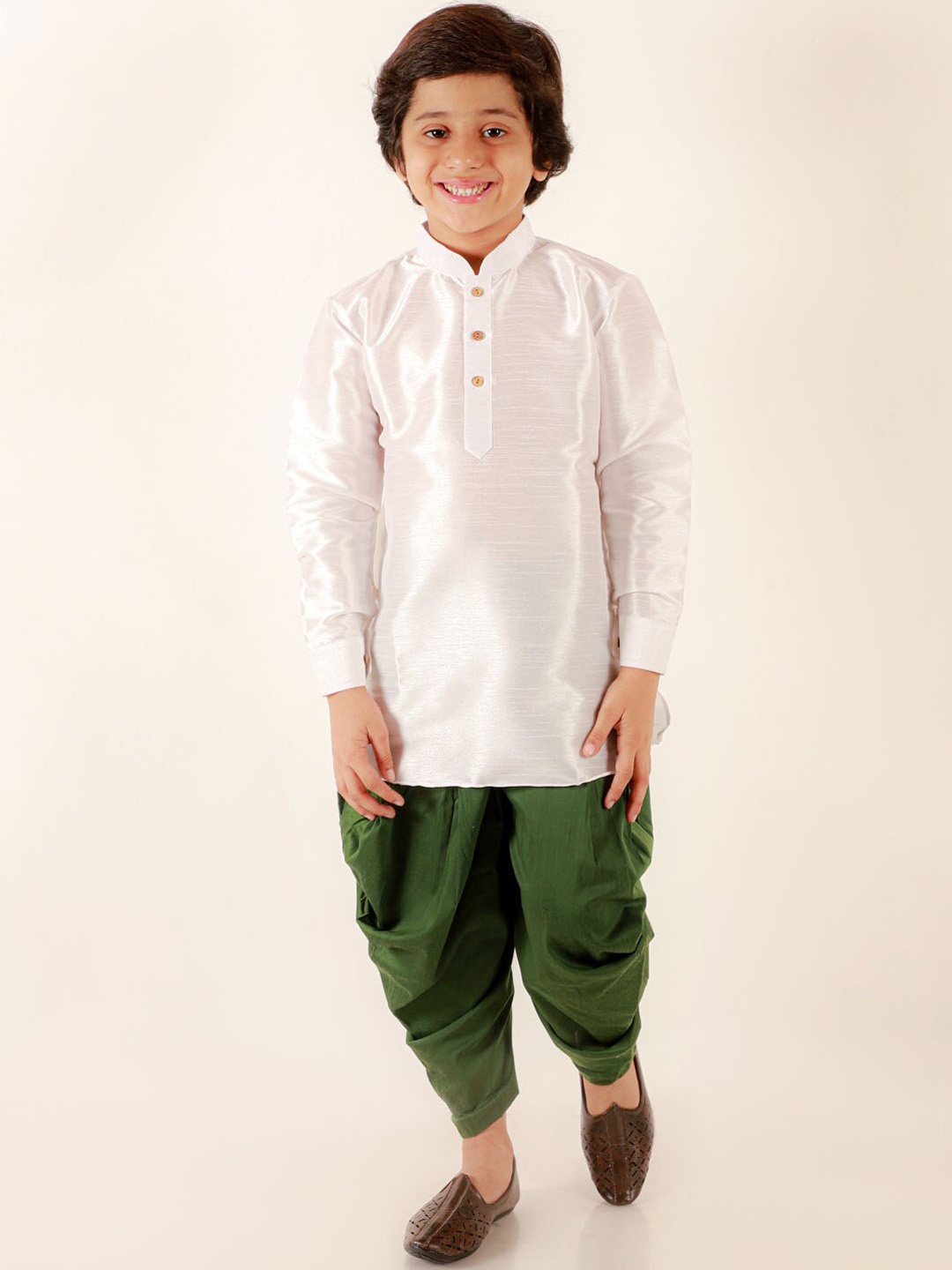 

JBN Creation Boys Mandarin Collar Straight Kurta & Dhoti Pants, White