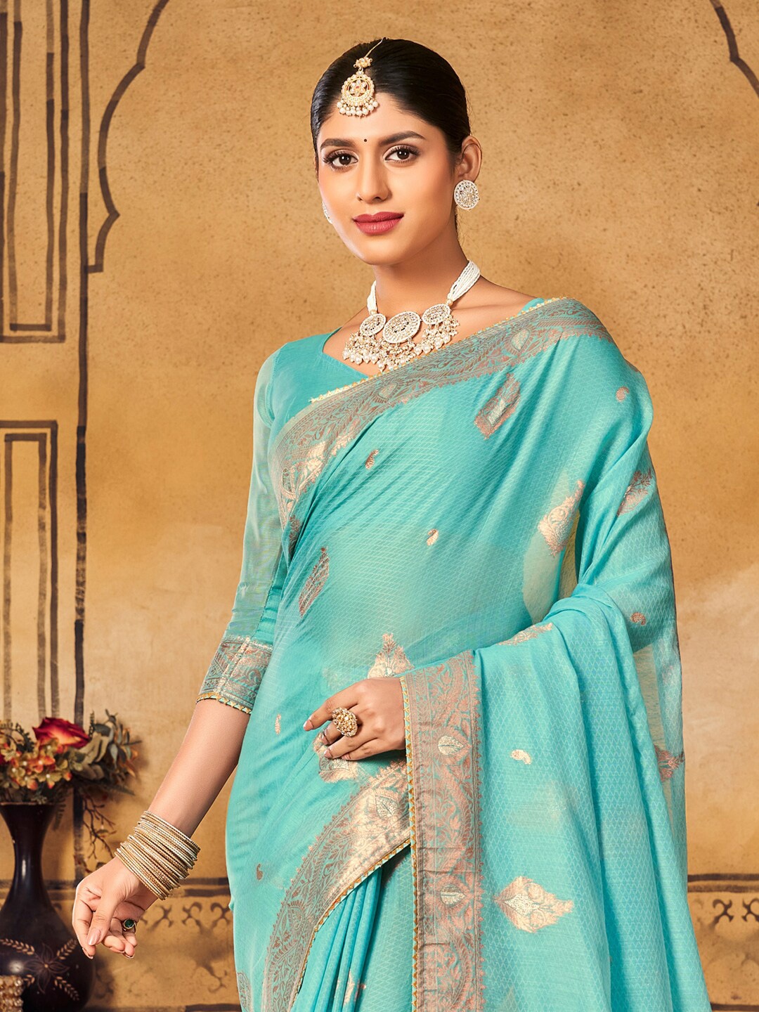

Sangria Woven Design Zari Banarasi Saree, Blue