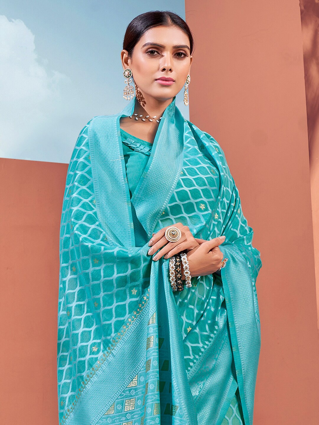 

Sangria Woven Design Zari Banarasi Saree, Blue