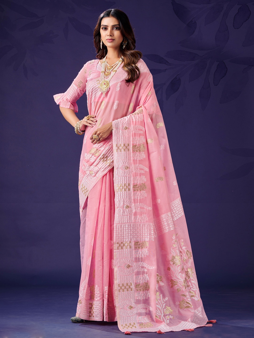 

Sangria Woven Design Banarasi Saree, Pink